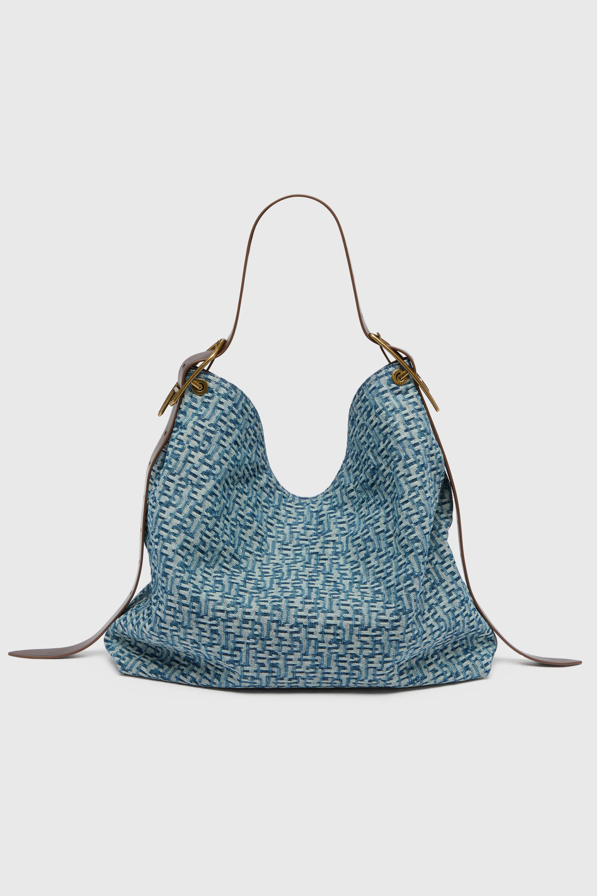 Diesel - D-LINE HOBO L, D-Line Borsa hobo in denim monogram Donna in Blu - 3