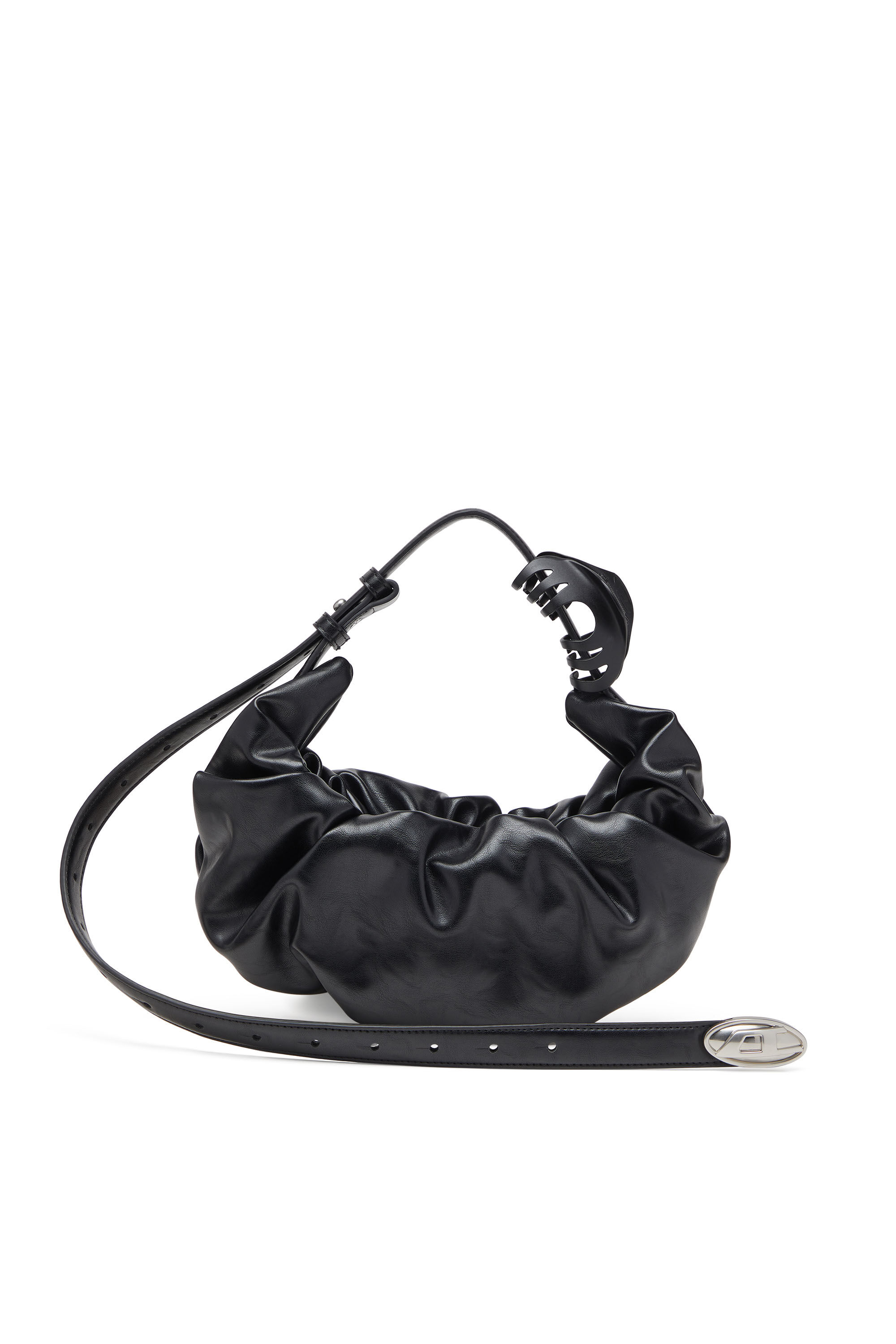 Diesel - GRAB-D HOBO S, Grab-D S-Borsa hobo piccola in PU lucido scrunched Donna in Nero - 1
