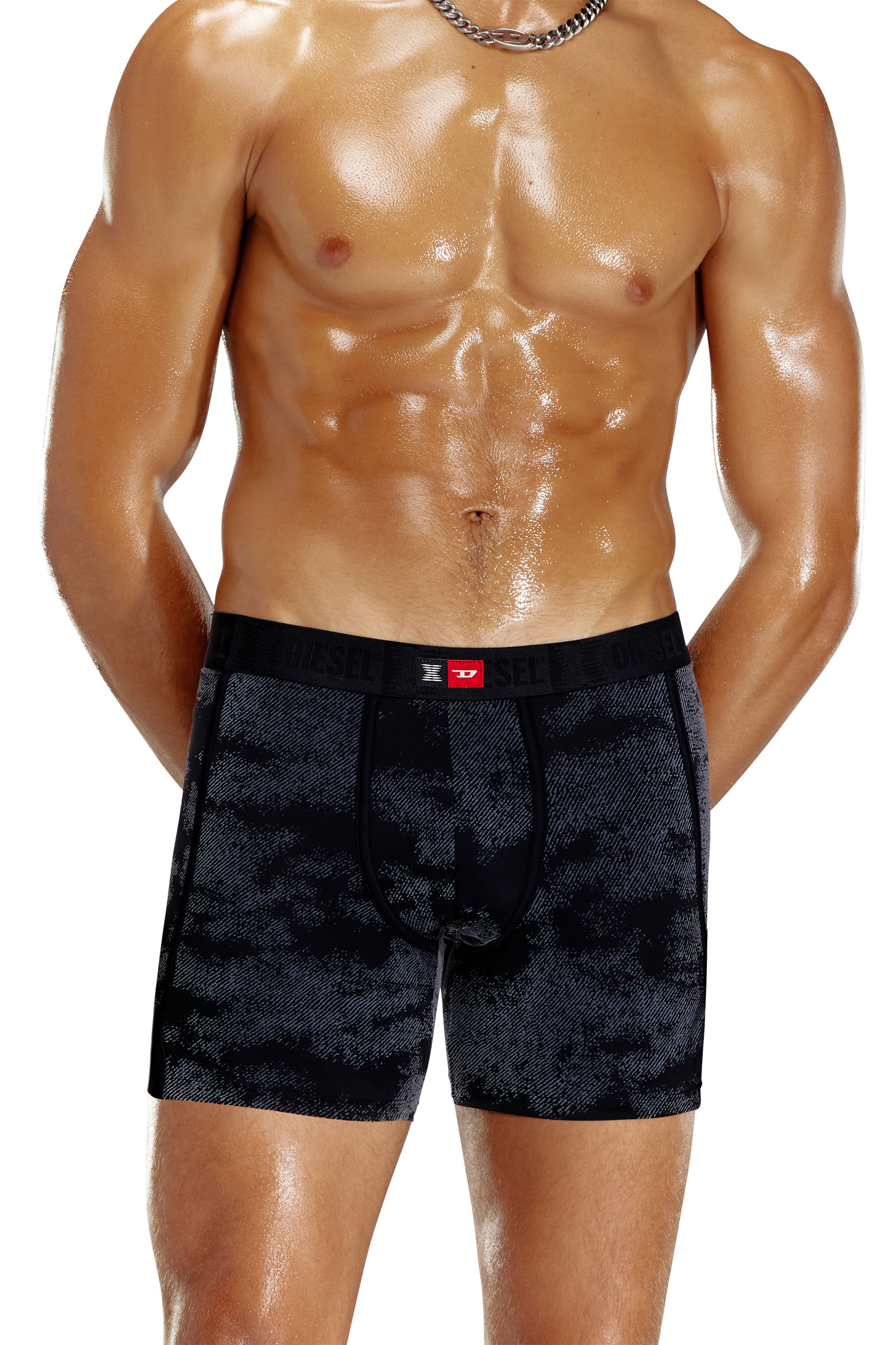 Diesel - FLOCKED-BOXER-BRIEFS, Boxer in microfibra flock Uomo in Nero - 3