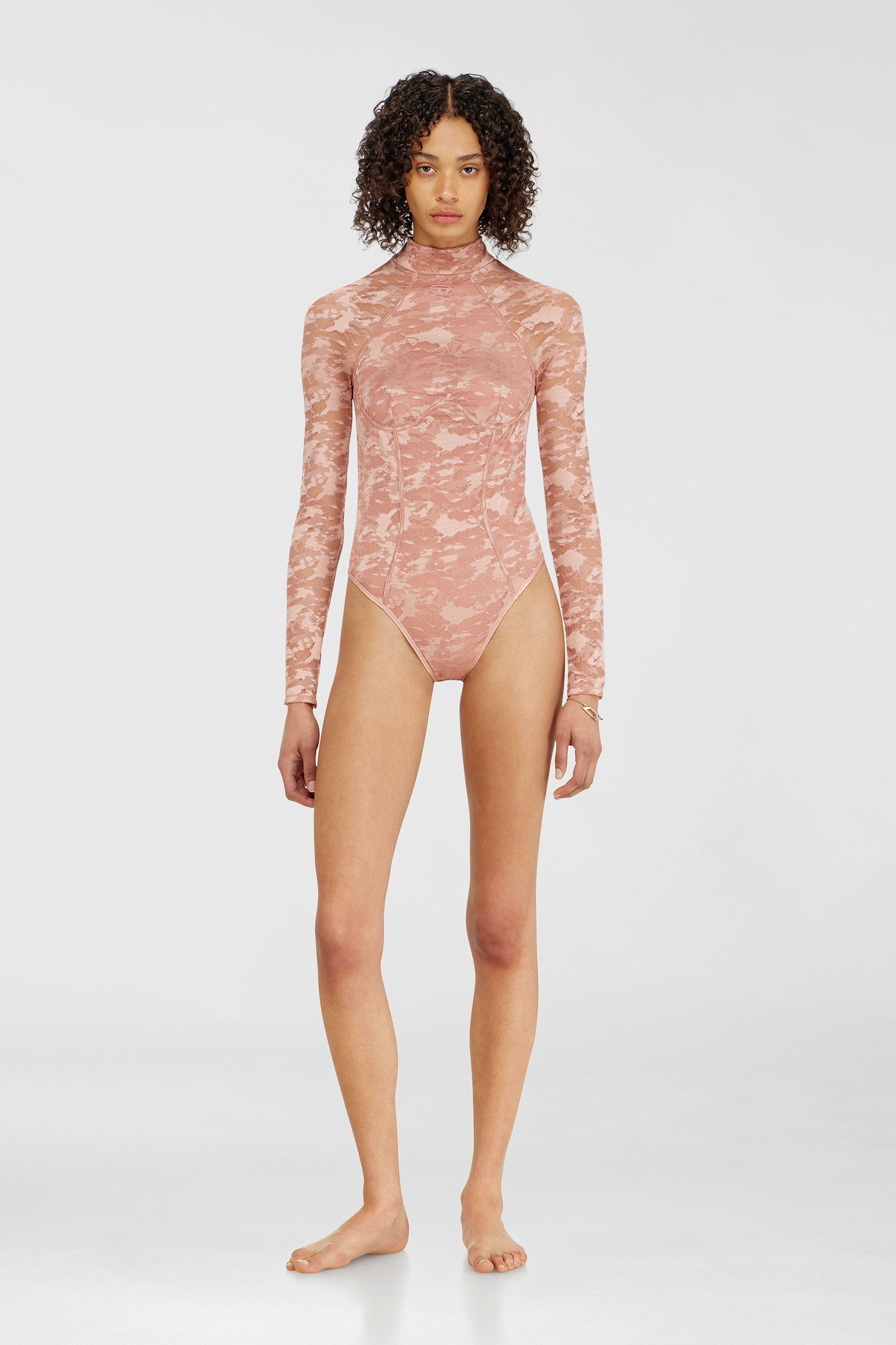 Diesel - VIVIAN-UTLT, Body in pizzo di nylon con schiena scoperta Donna in Rosa - 1