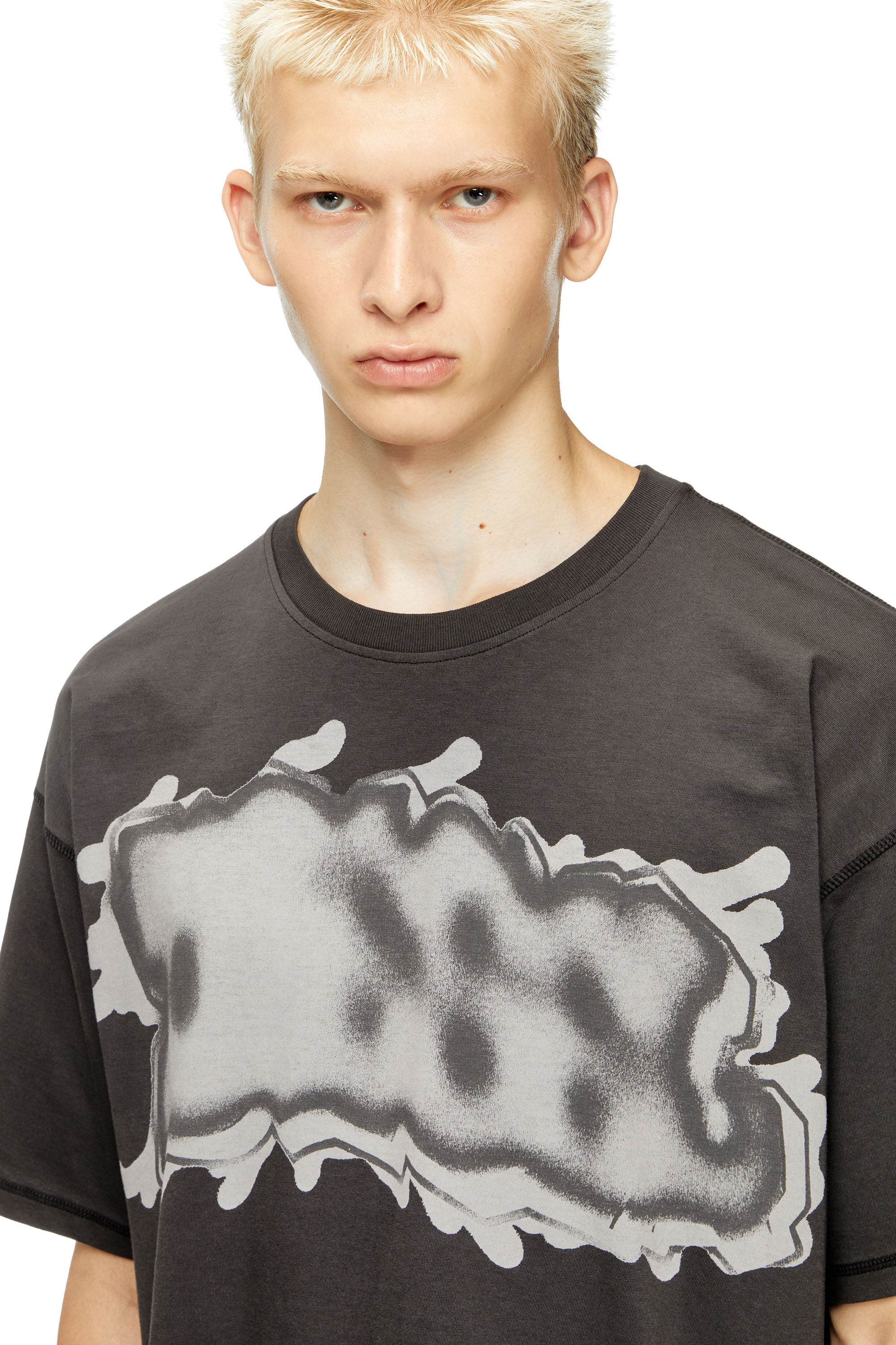 Diesel - T-LEONARD-IHBJ, T-shirt con stampa graffiti Uomo in Grigio - 5