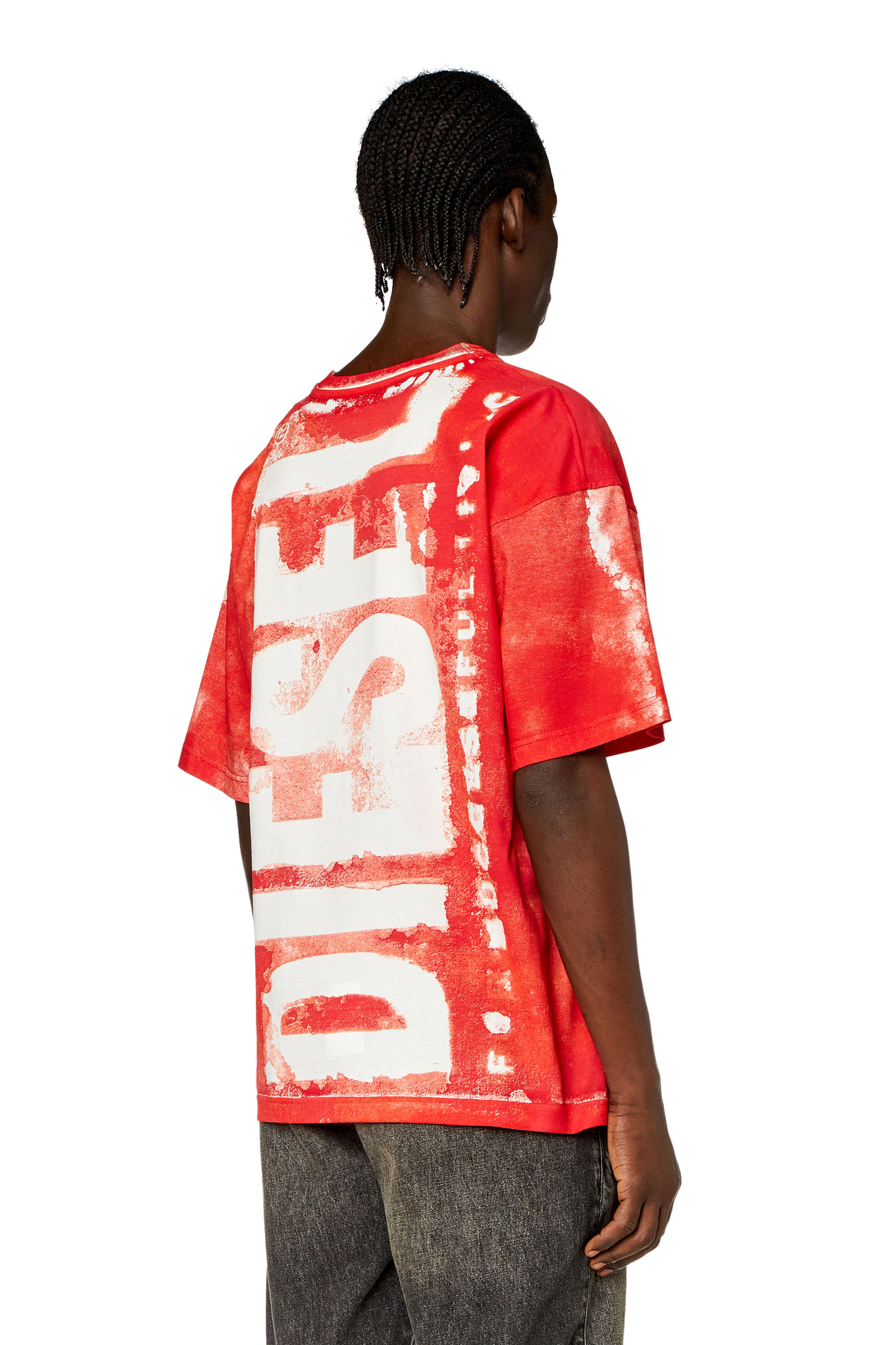 Diesel - T-BOXT-BISC, T-shirt con maxi loghi a macchie Uomo in Rosso - 3