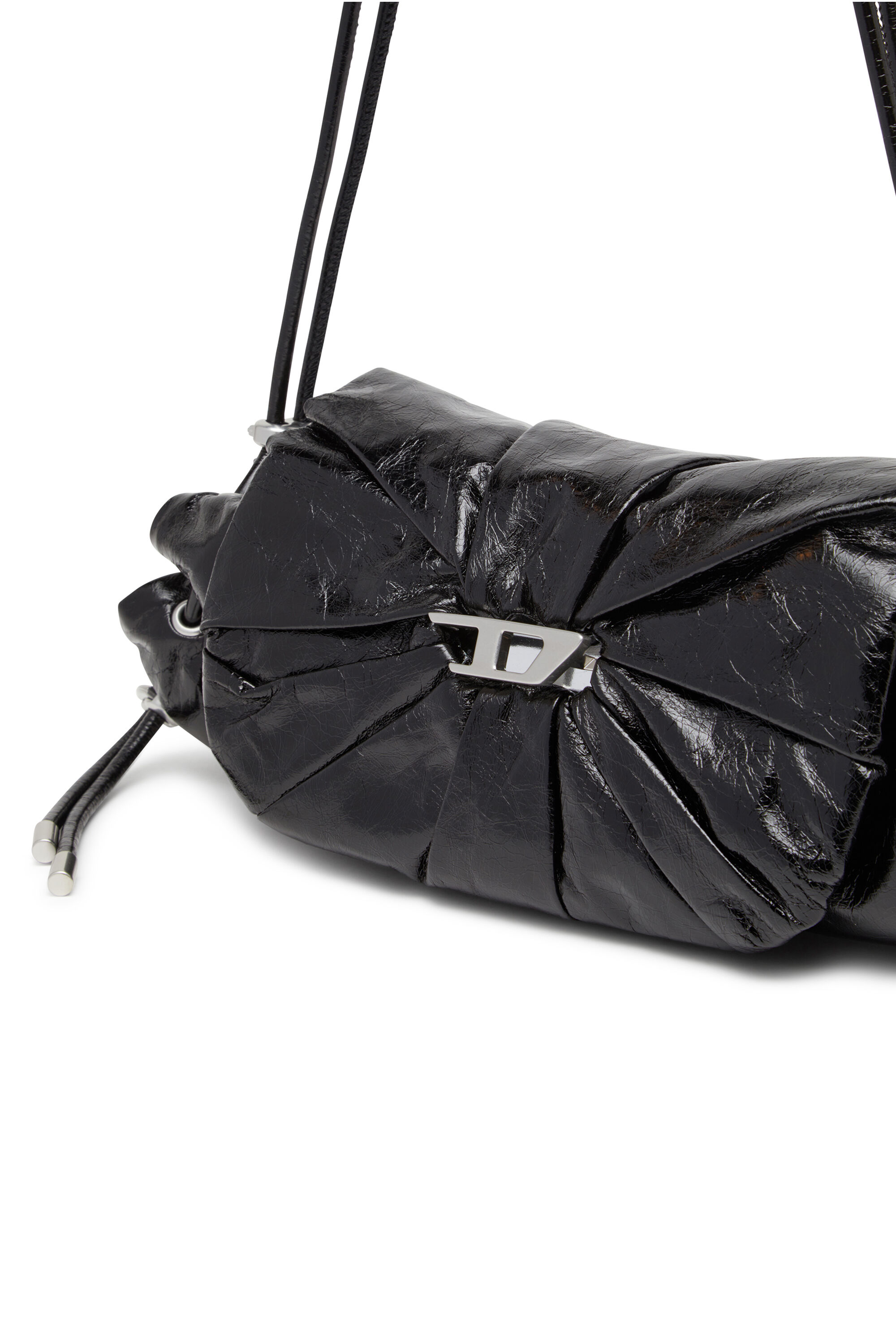 Diesel - SCRUNCH-D SHOULDER S, Borsa a spalla in pelle arricciata Donna in Nero - 2