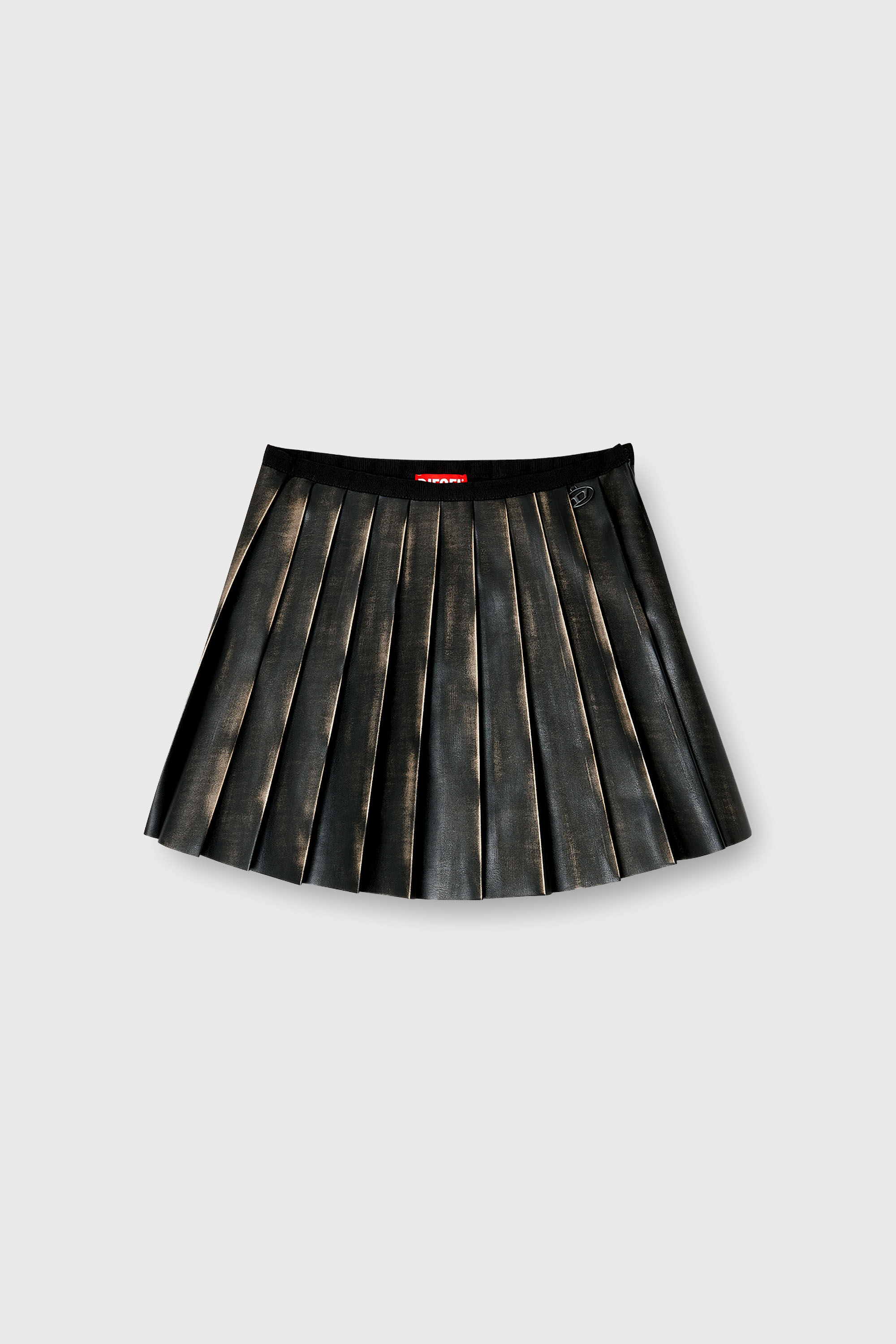 Diesel - O-SAKA-MINI, Gonna pliss&eacute; con effetto distressed Donna in Marrone - 2