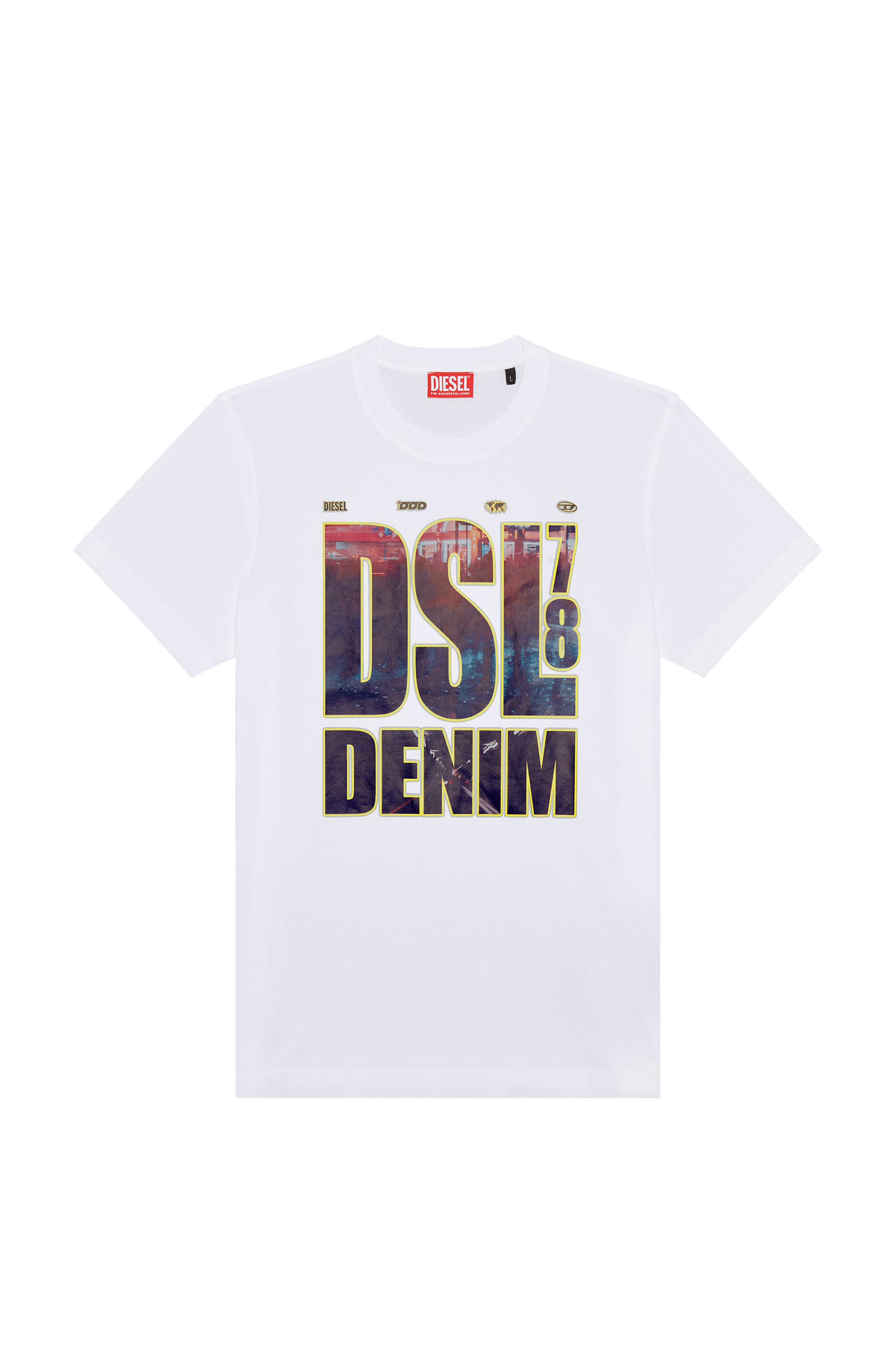 Diesel - T-DIEGOR-L7, T-shirt con stampa DSL 78 Denim Uomo in Bianco - 2
