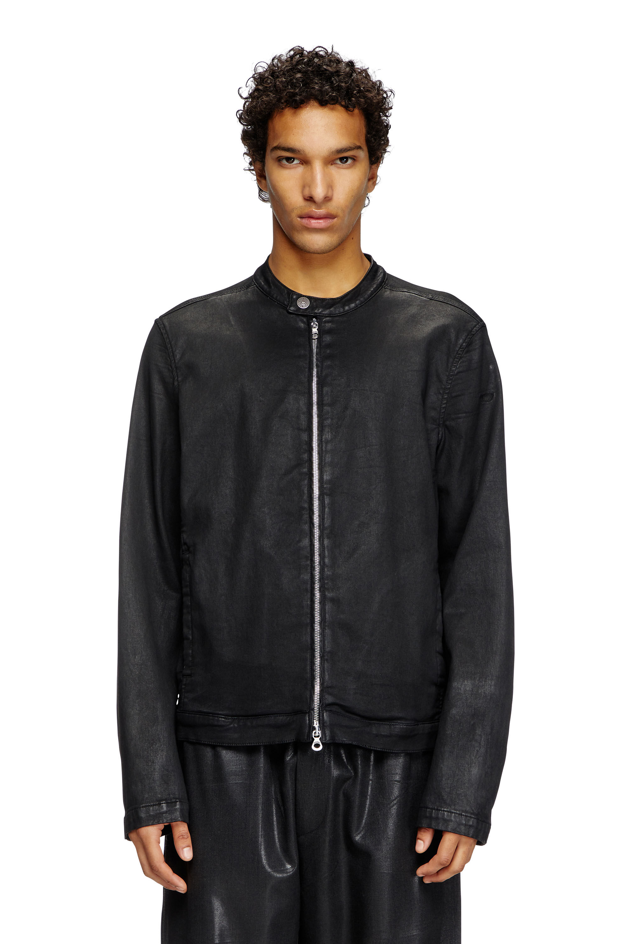 Diesel - D-GLORY JOGG, Giacca stile moto in JoggJeans coated Uomo in Nero - 3