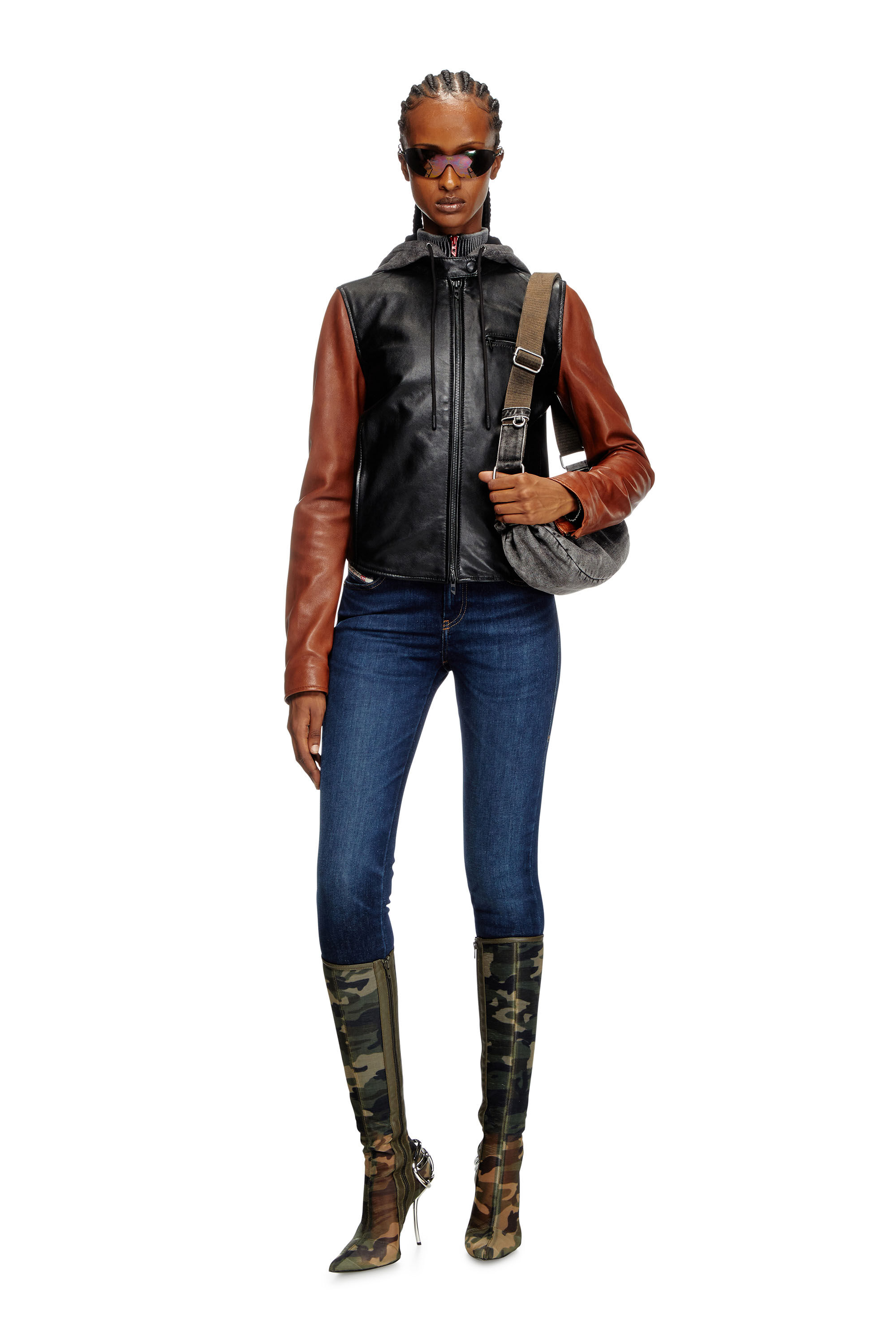 Diesel - L-OUDER, Giacca in pelle color-block Donna in Multicolor - 1