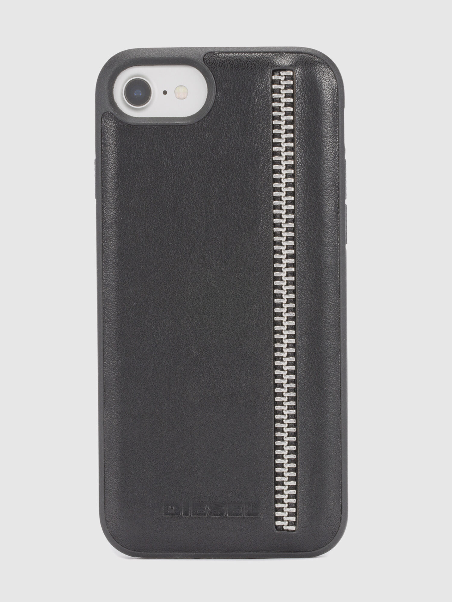 Diesel - ZIP BLACK LEATHER IPHONE 8 PLUS/7 PLUS/6s PLUS/6 PLUS CASE, Cover con zip, iPhone 8 Plus/7 Plus/6s Plus/6 Plus Unisex in Nero - 2
