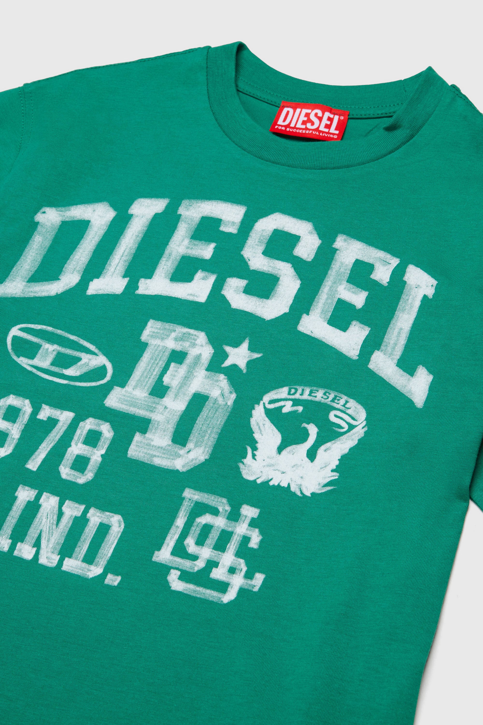 Diesel - TBAND OVER, T-shirt in cotone con grafica stile college Uomo in Verde - 3