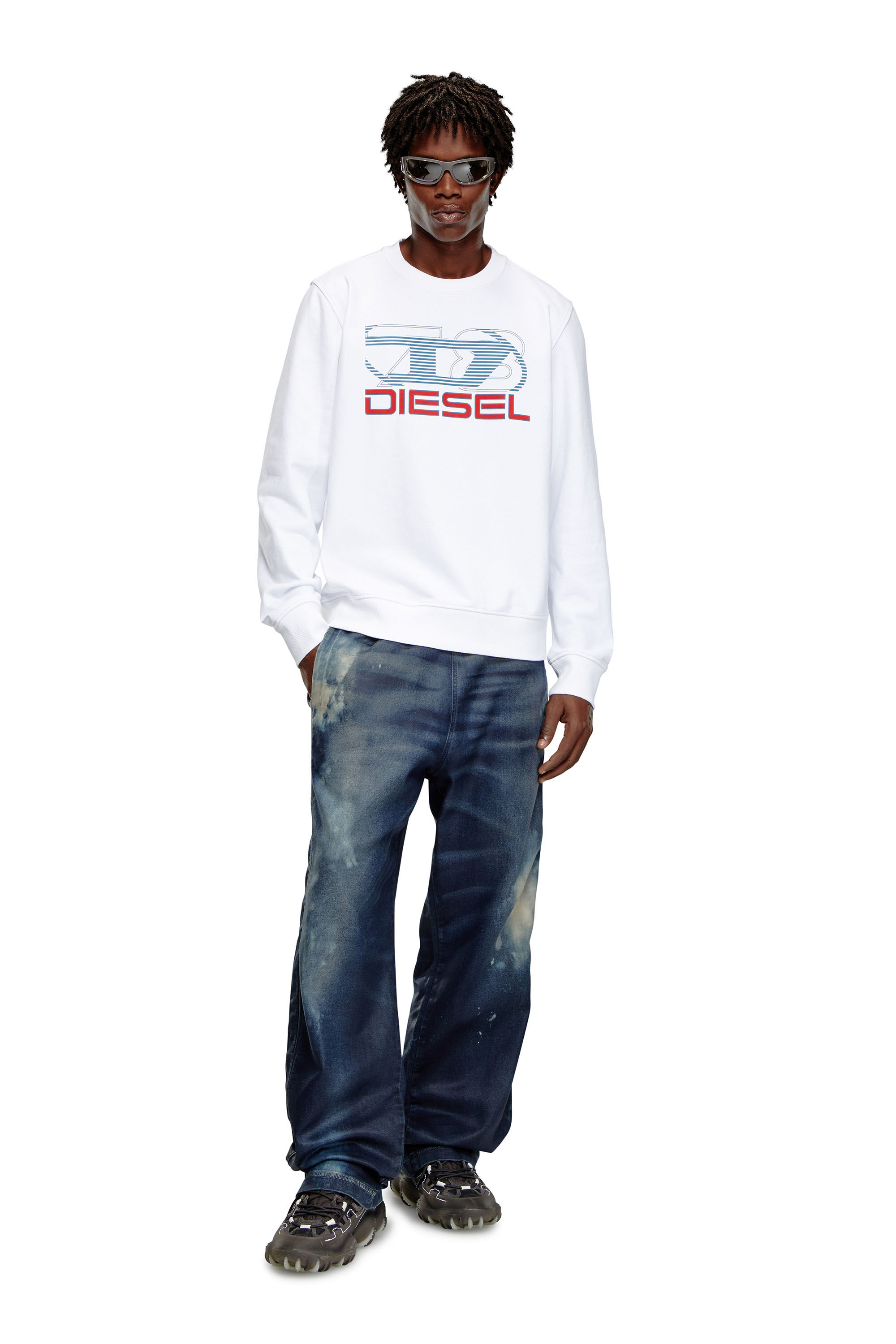 Diesel - S-GINN-K43, Man Sweatshirt with logo print in White - Image 1