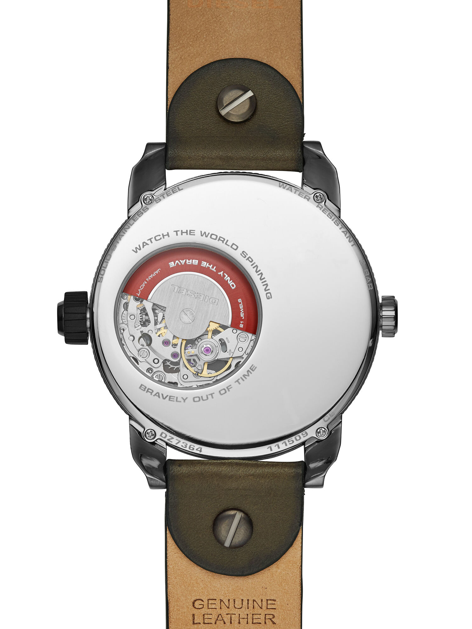 Diesel - DZ7364, Orologio con cinturino verde oliva e quadrante canna di fucile, 51 mm Uomo in Marrone - 3