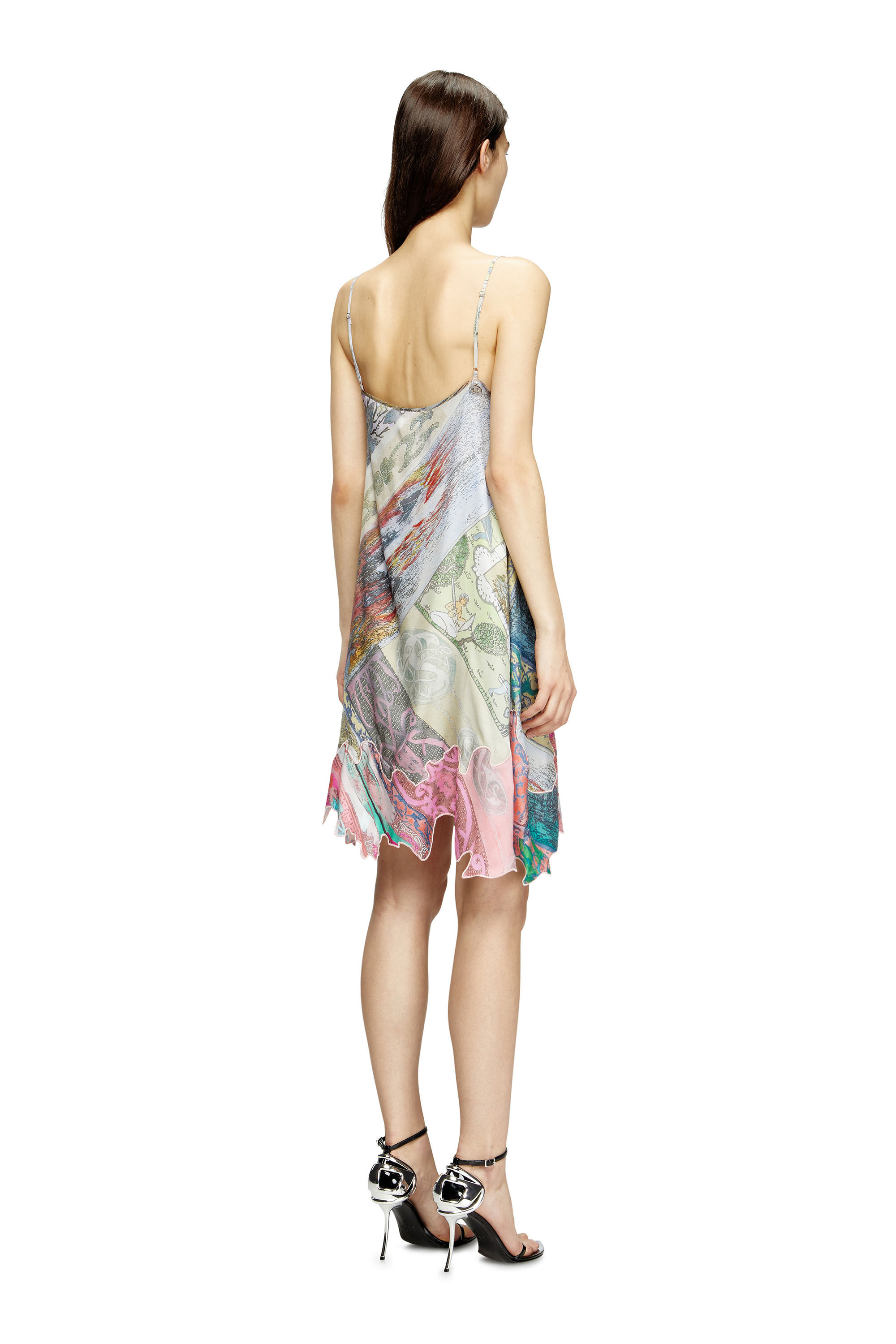 Diesel - D-ARIA, Abito slip in viscosa con stampa araldica Donna in Multicolor - 4