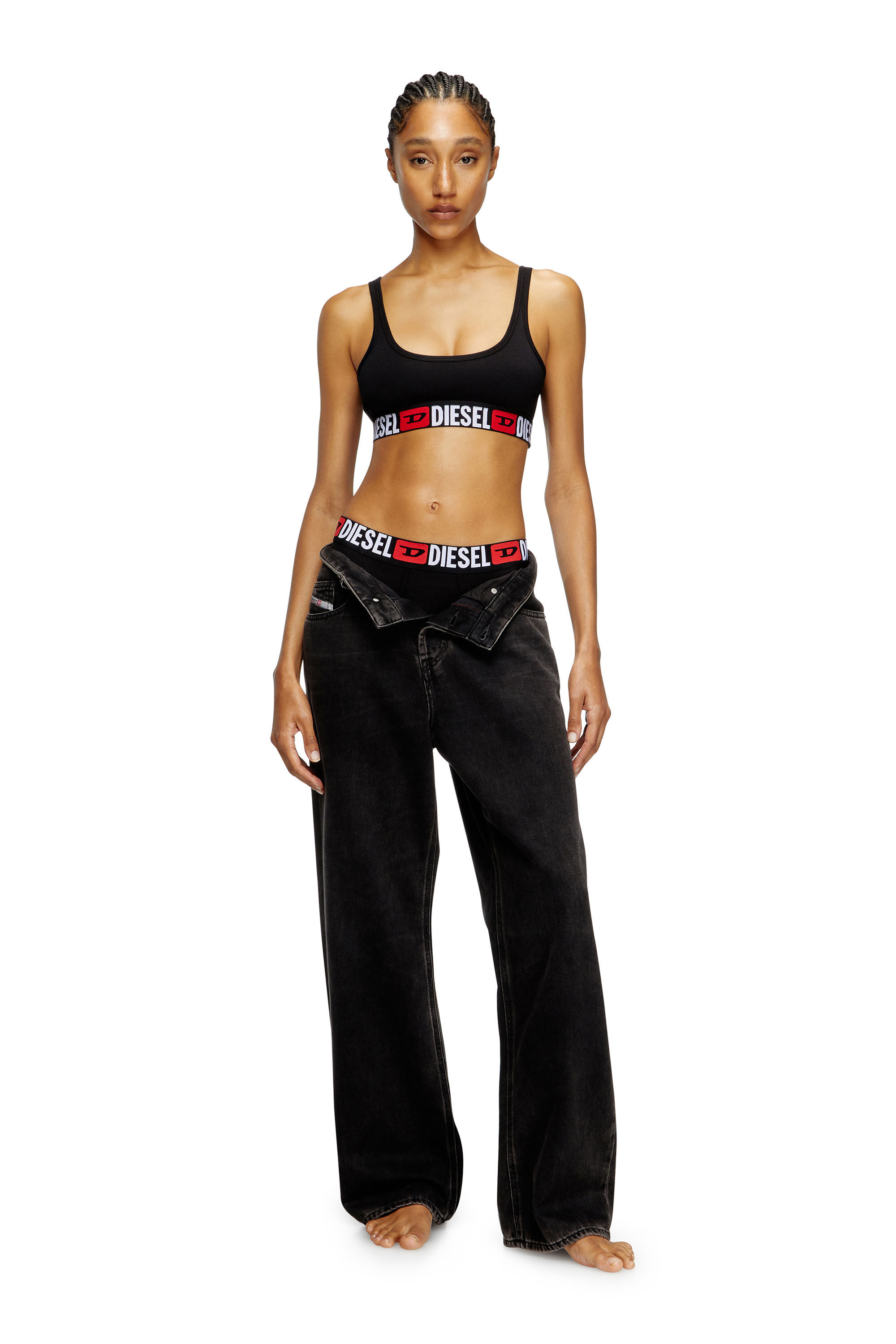 Diesel - UFSB-ORIBA, Bralette con fascia logata Donna in Nero - 1