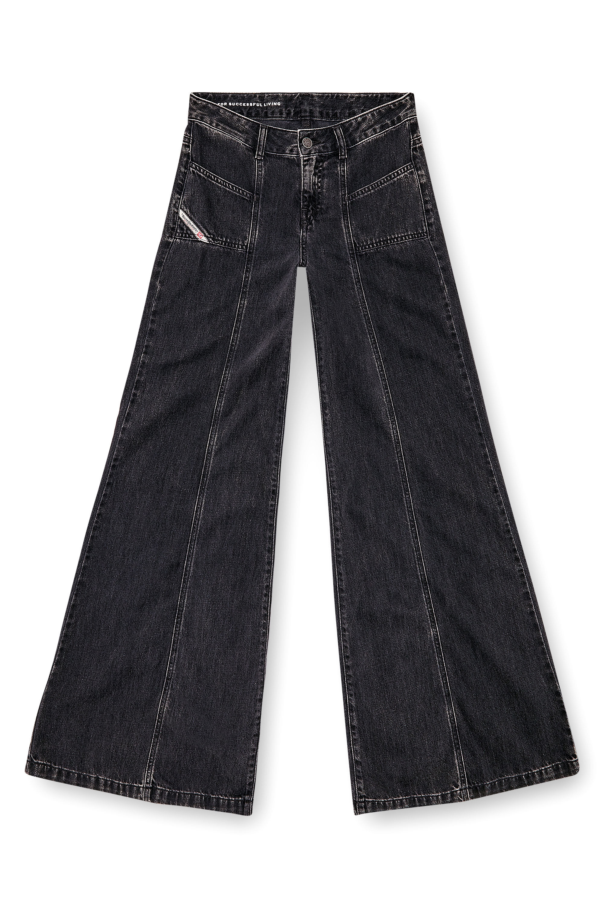 Diesel - Flare Jeans D-Akii 068HN Donna, Nero/Grigio scuro - Image 2