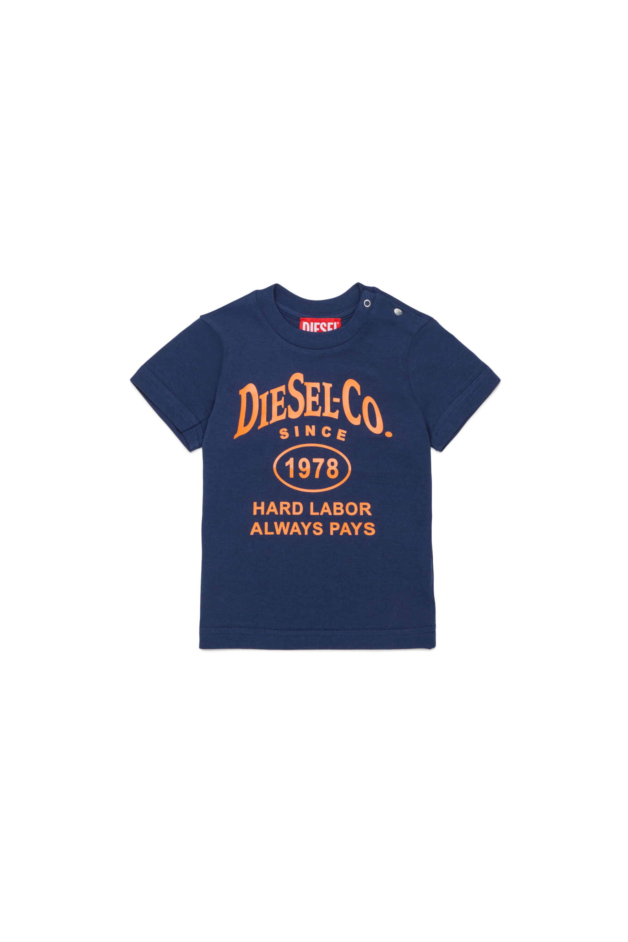Diesel - TSINB, T-shirt in cotone con stampa slogan Uomo in Blu - 1