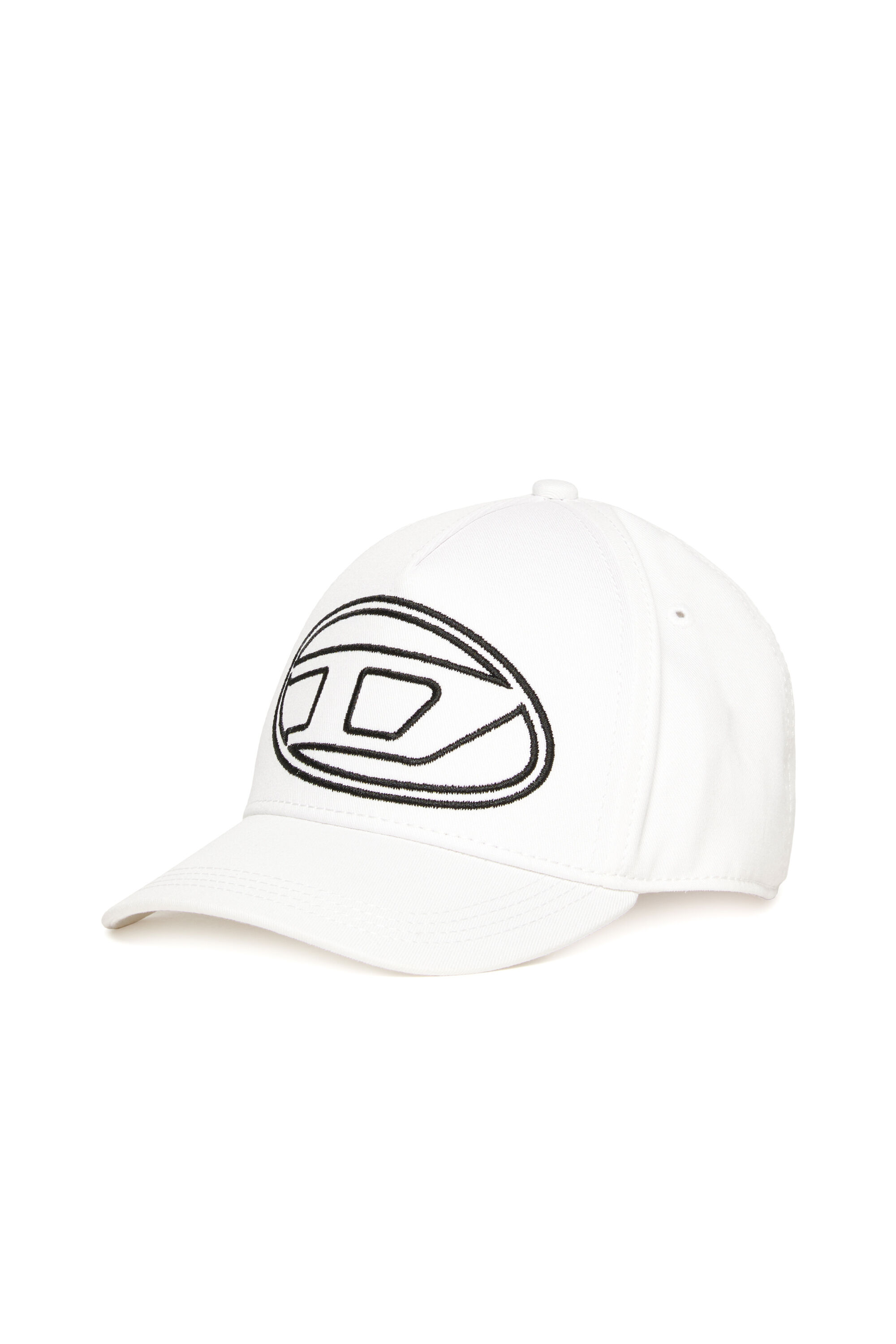 Diesel - FRENDIL, Berretto da baseball con ricamo Oval D Uomo in Bianco - 1