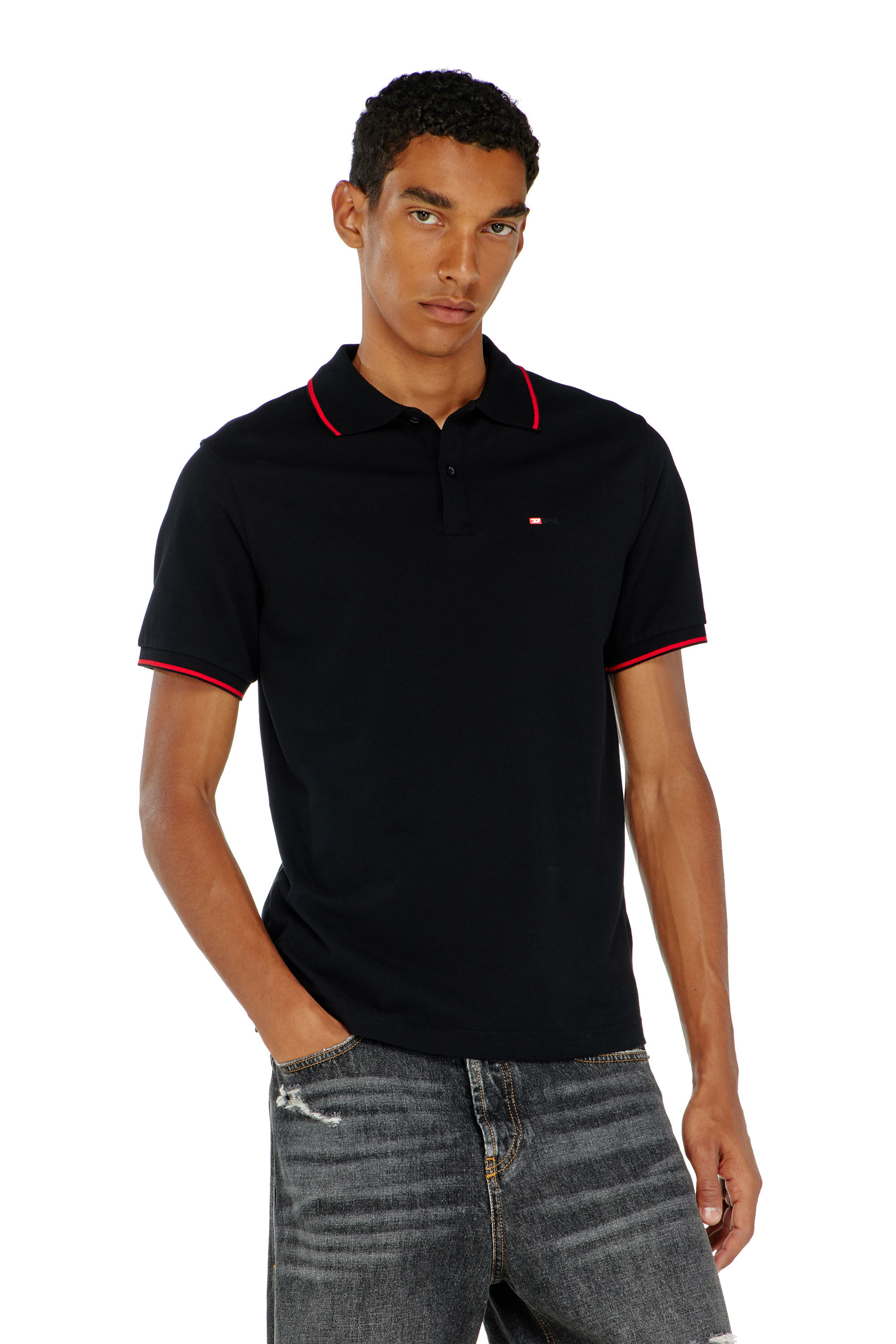 Diesel - T-FERRY-MICRODIV, Polo con micro ricamo Diesel Uomo in Nero - 3