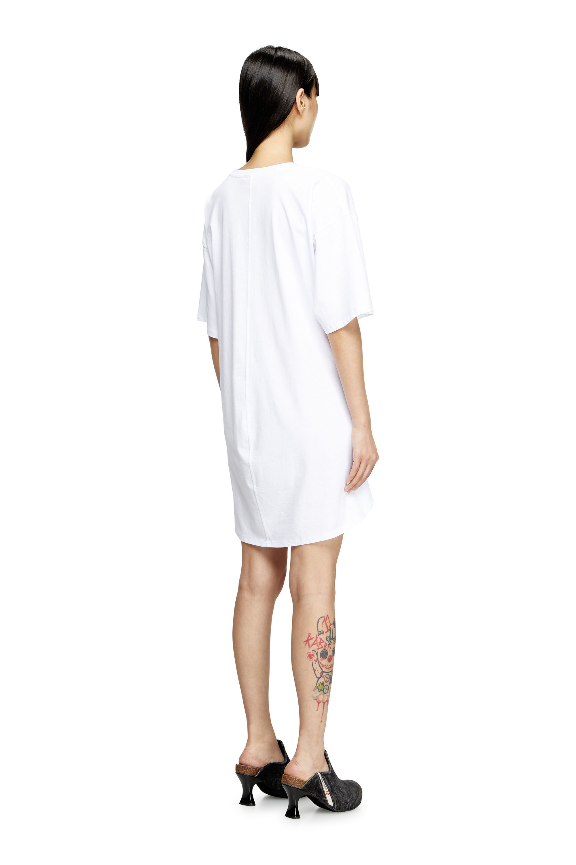 Diesel - D-EIVOR, Abito T-shirt con nodo frontale Donna in Bianco - 4