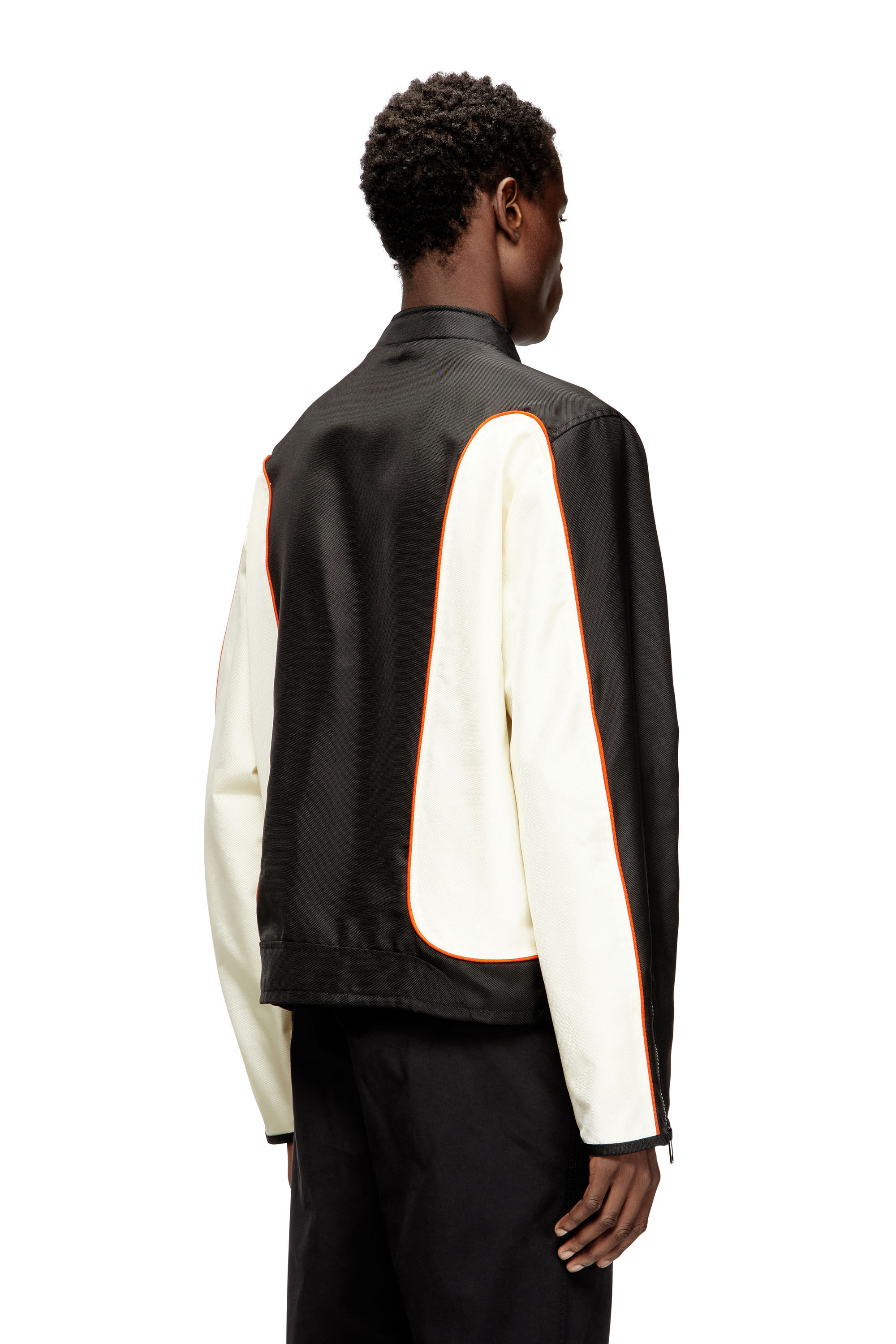 Men's Nylon jacket with color block and piping details