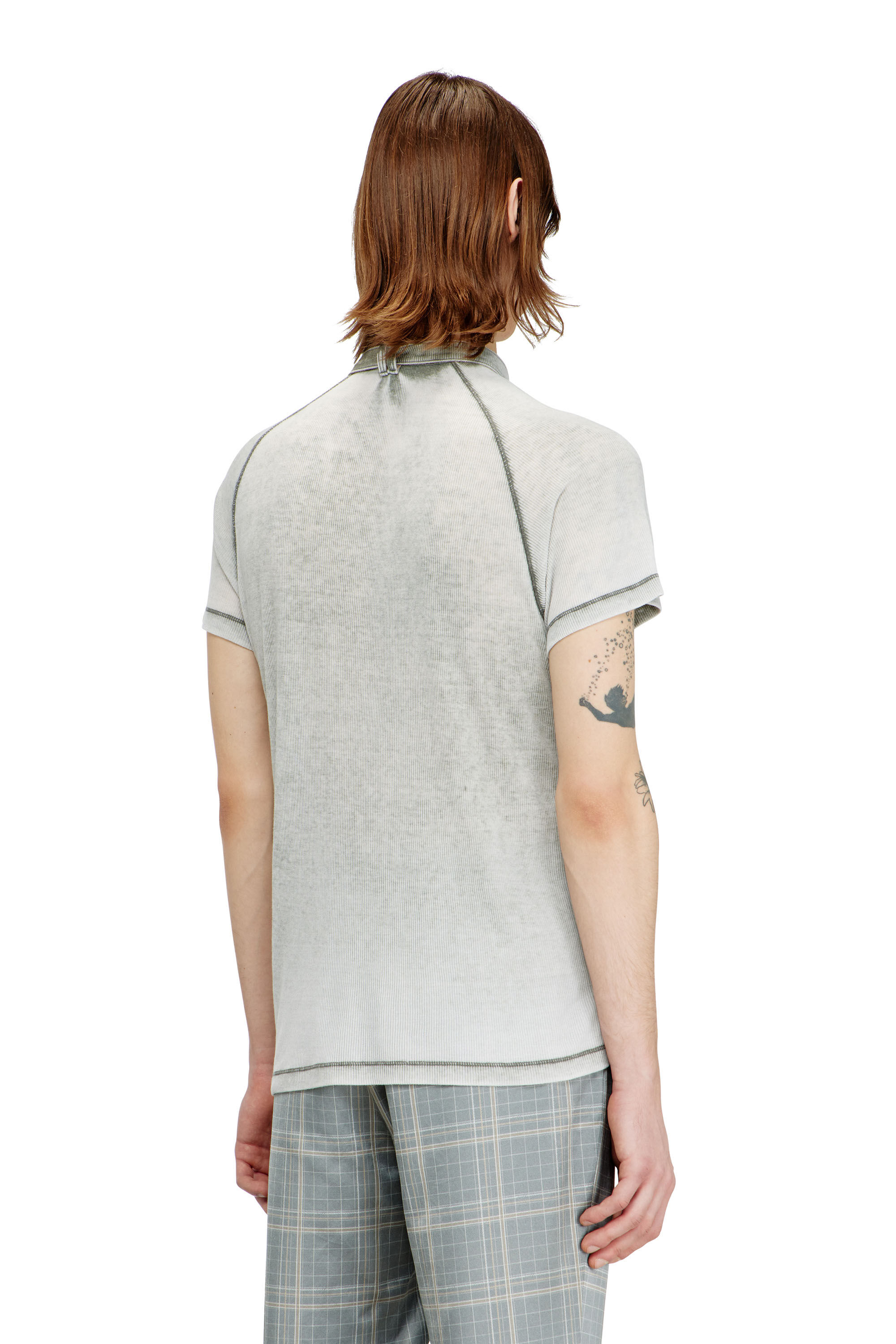 Diesel - T-GARY, Top in jersey a coste con cinturino biker Uomo in Grigio - 4