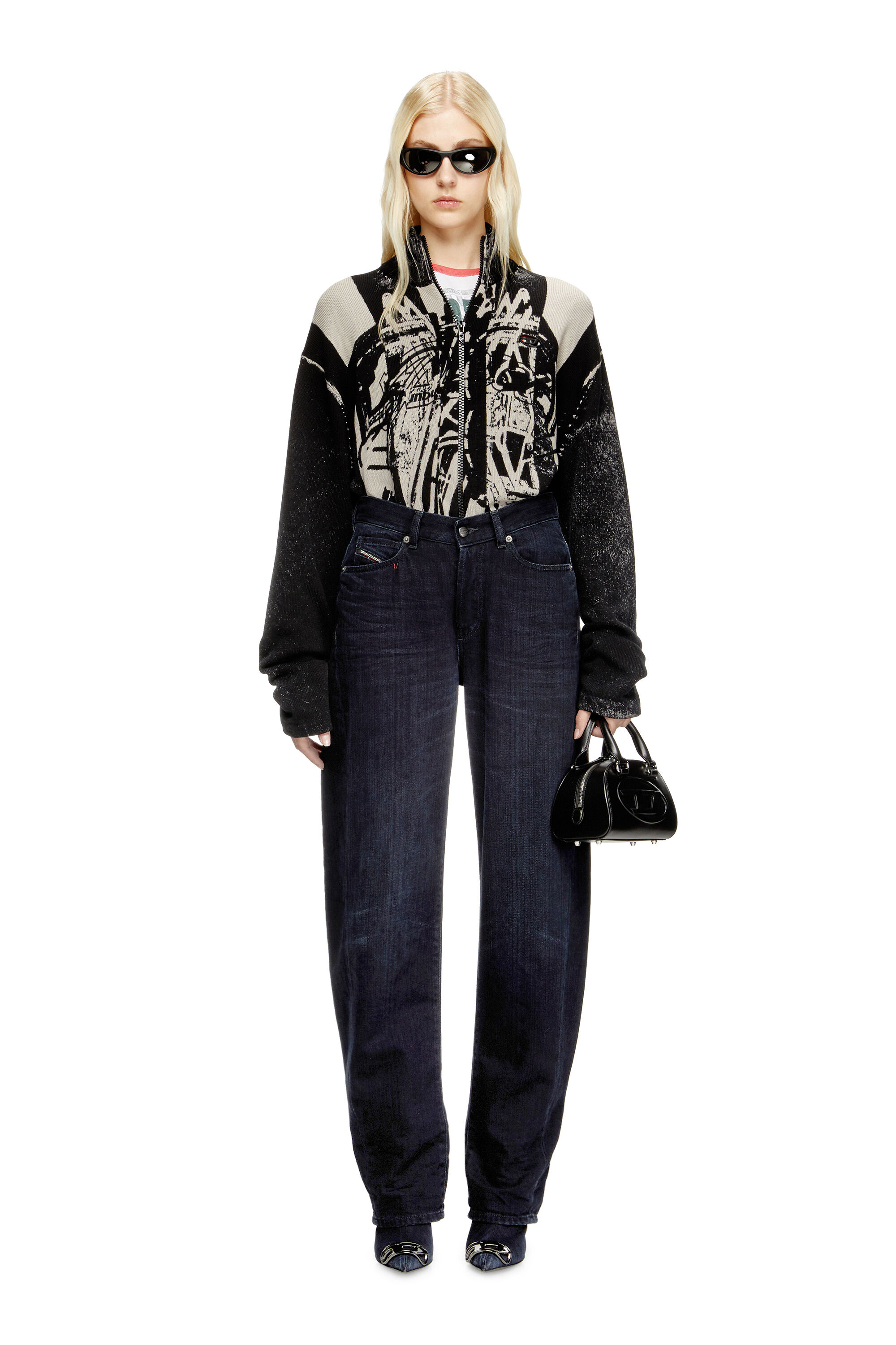 Diesel - Relaxed Jeans 1974 D-Ellz 09L54 Donna, Blu Scuro - Image 1