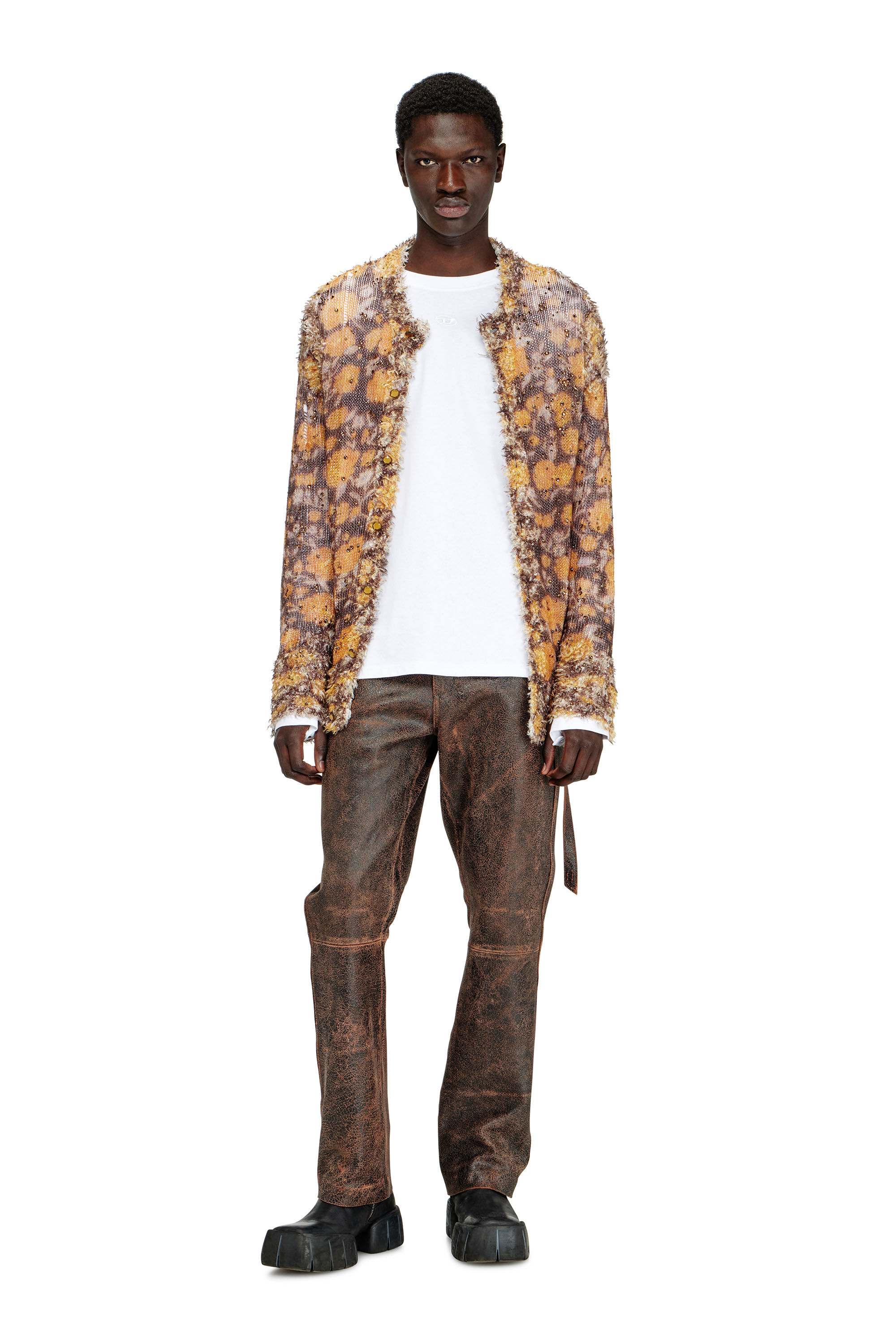 Diesel - T-KRISTIAN, T-shirt con polsino biker Uomo in Bianco - 1