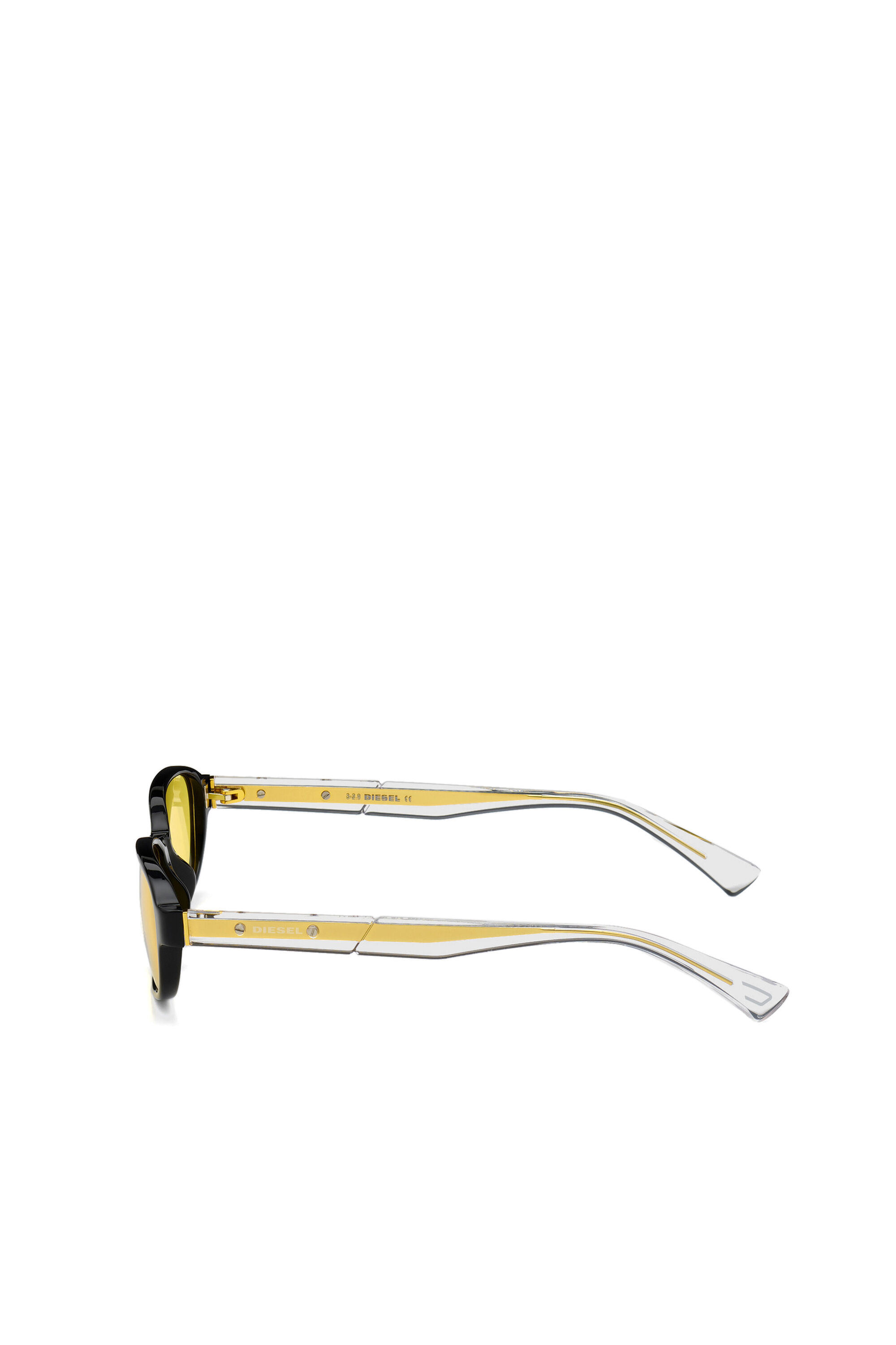 Diesel - DL0326, Occhiali con shape mini rettangolare in acetato Unisex in Giallo - 4