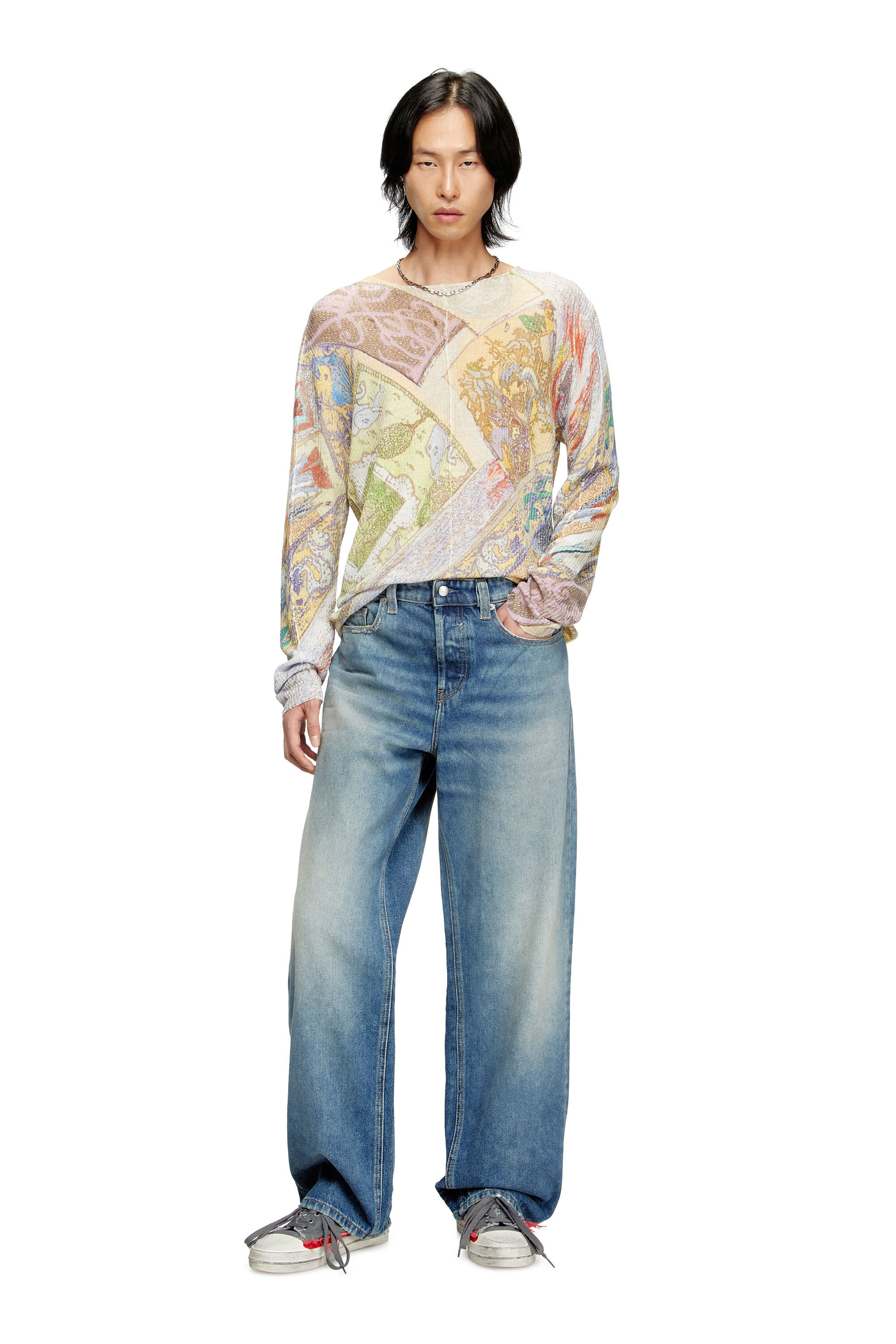 Diesel - K-RENTON, Maglia in lino con stampa medievale Uomo in Multicolor - 1
