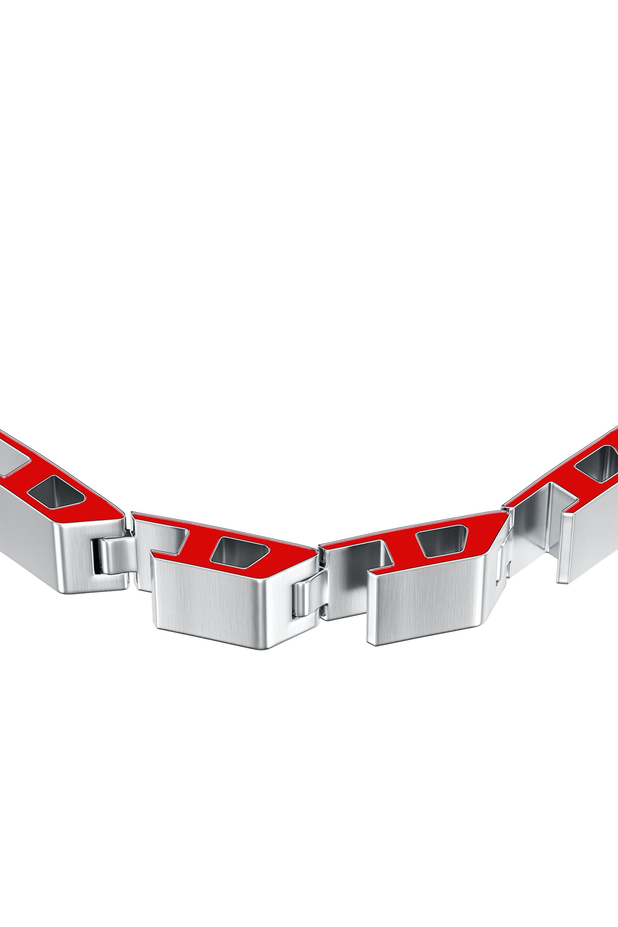 Diesel - DX1690040 JEWELLERY, Unisex's Stainless steel bracelet in Silver/Red - 3