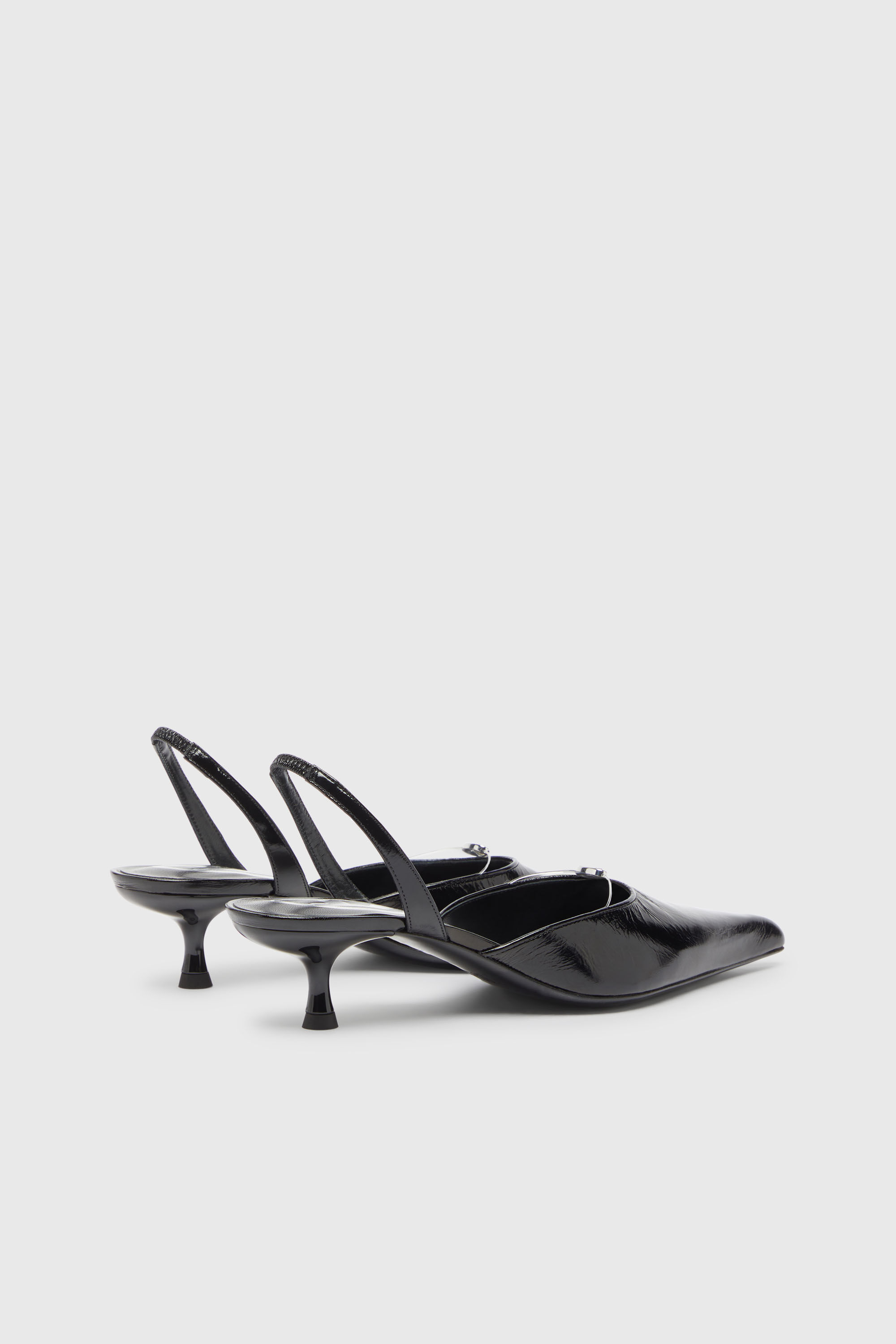 Diesel - D-JEWELS 40 D'OR, D-Jewels - Slingback in pelle con gioiello Oval D Donna in Nero - 3