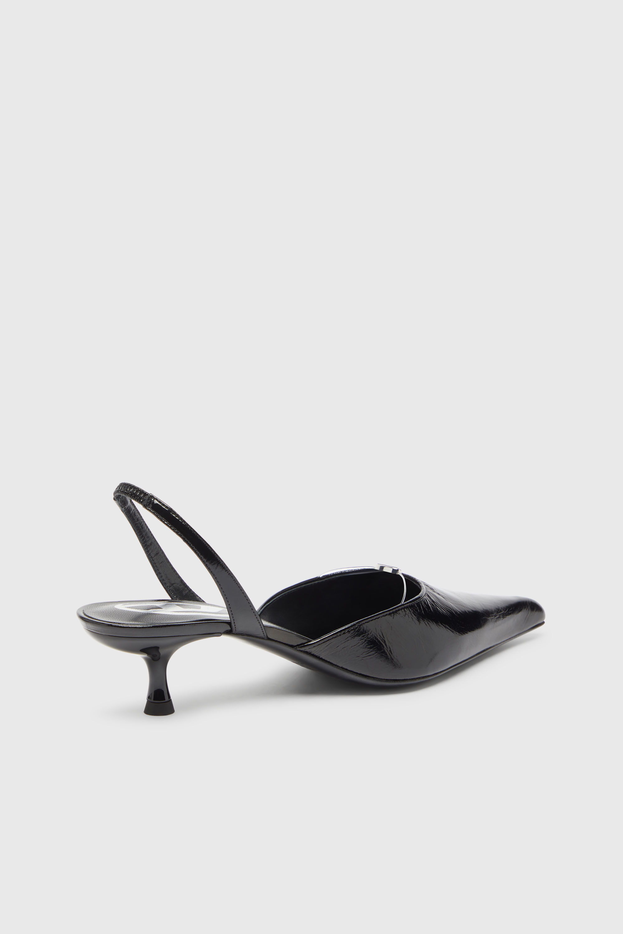 Diesel - D-JEWELS 40 D'OR, D-Jewels - Slingback in pelle con gioiello Oval D Donna in Nero - 6