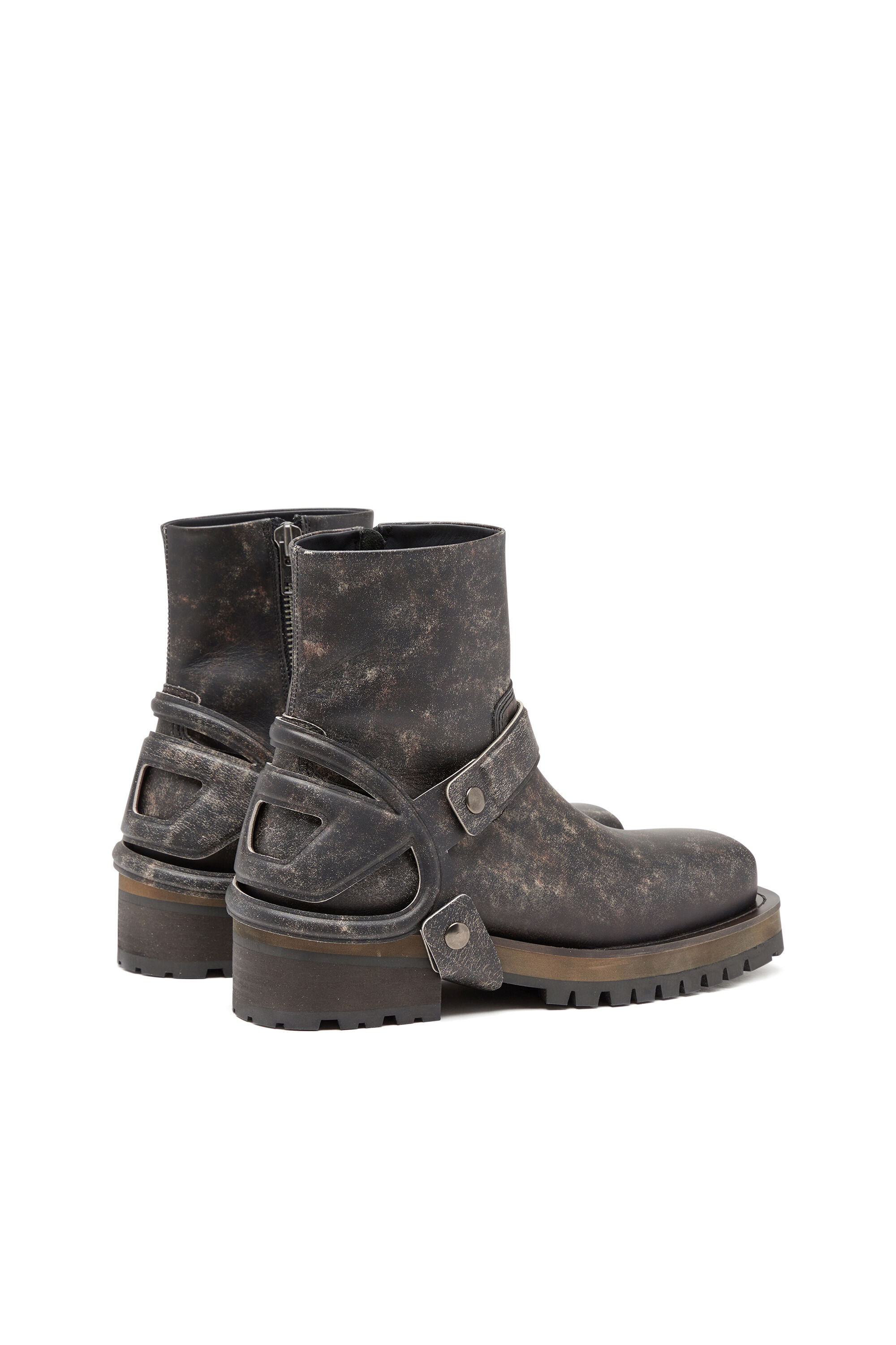 D Texan Stivali con cinturino in pelle distressed Uomo Marrone Diesel