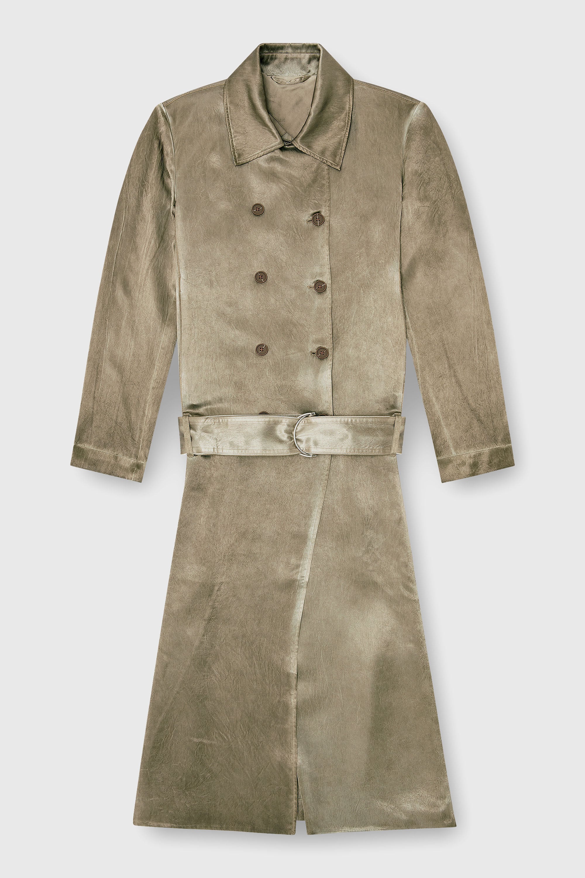 Diesel - G-LADES, Woman's Trench coat in wrinkled satin in Light Brown - 2
