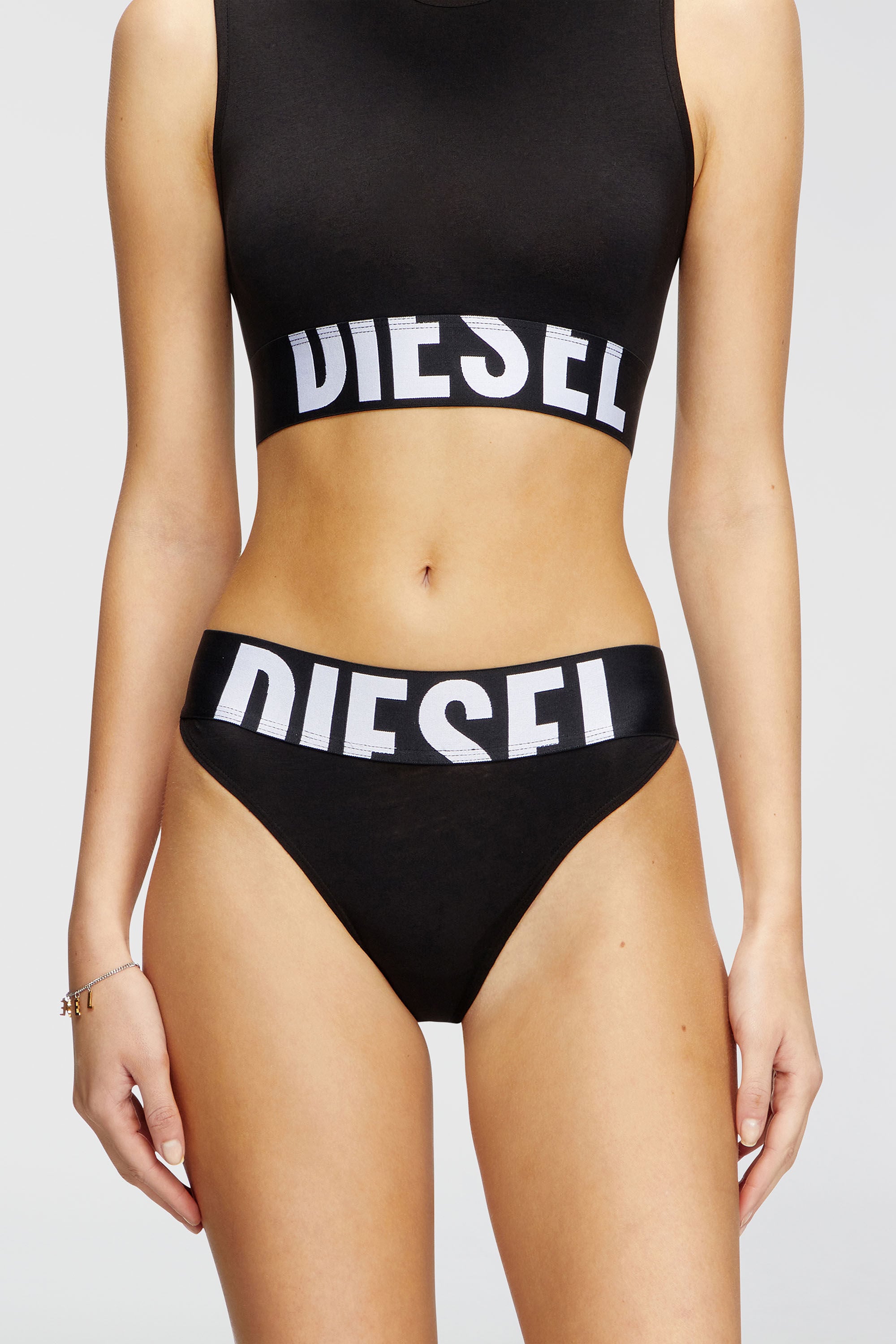 Diesel - LOLA-D-POP-3PACK, Set da tre slip con logo tagliato Donna in Nero - 3
