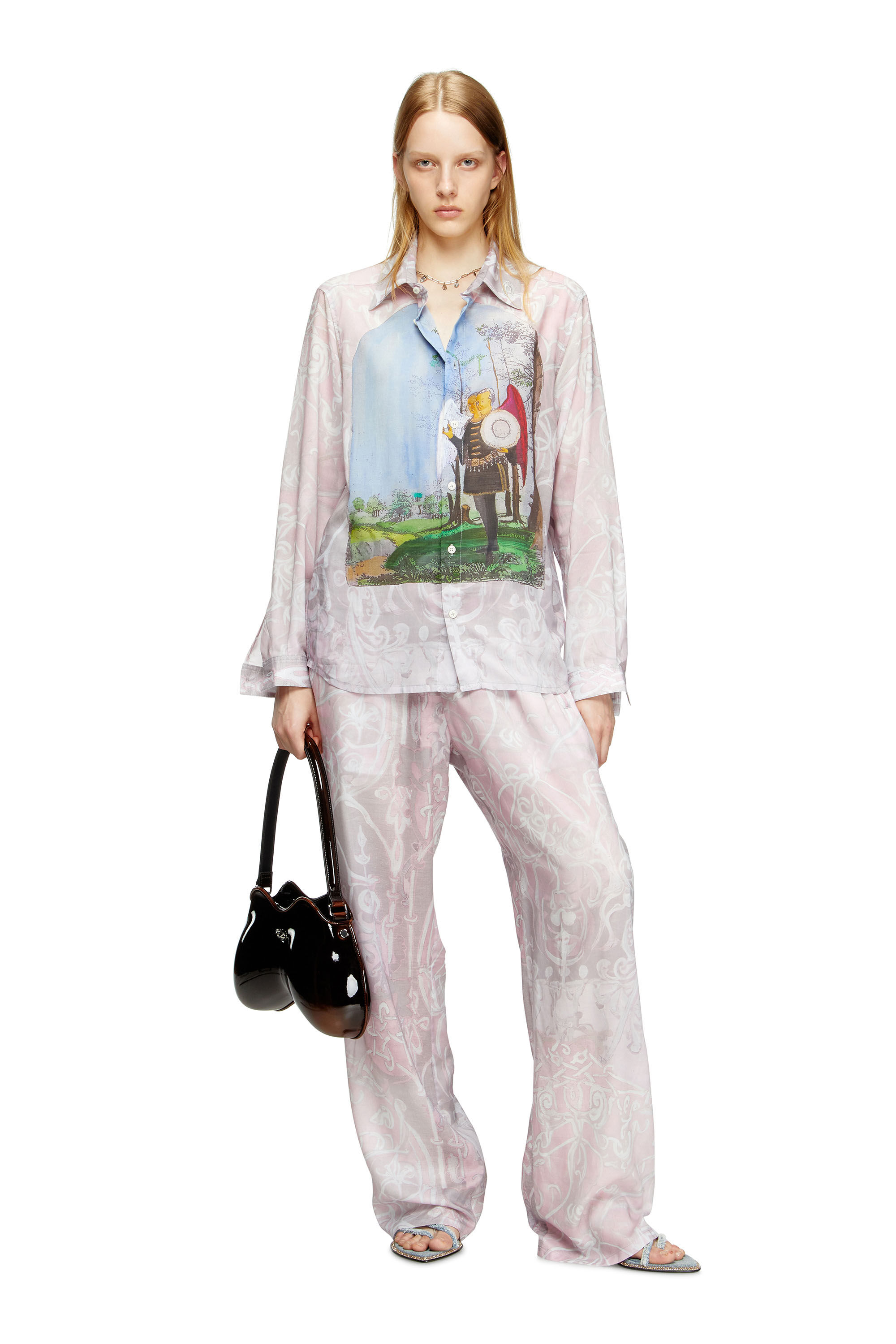 Diesel - S-SIMPLY-A-AJFW, Camicia con stampe medievali Unisex in Rosa - 6