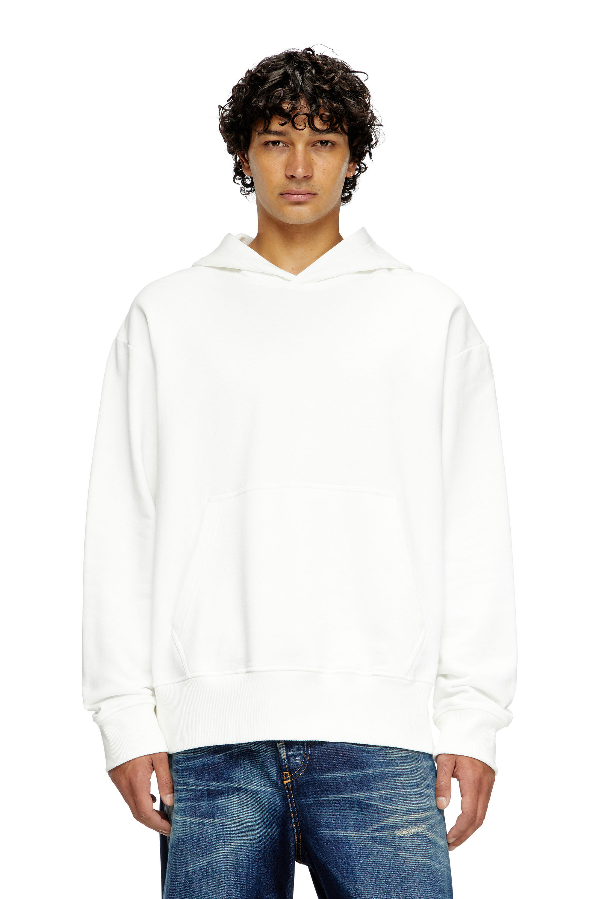 Diesel - S-MACS-HOOD-MEGOVAL-D, Hoodie con ricamo logo Uomo in Bianco - 3