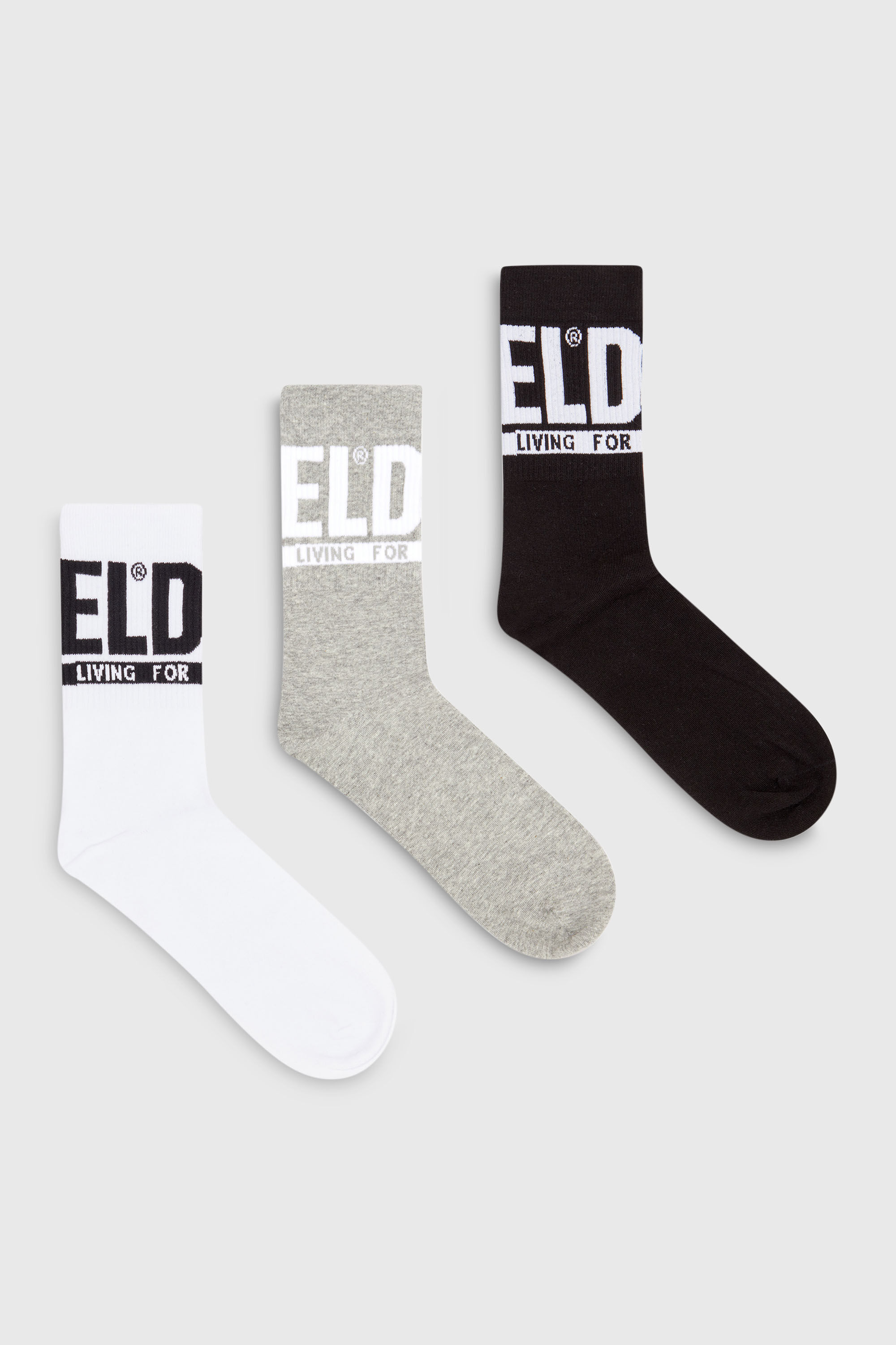Diesel - SKM-RAY-THREEPACK, Set da tre calzini con logo sul polsino Uomo in Multicolor - 1