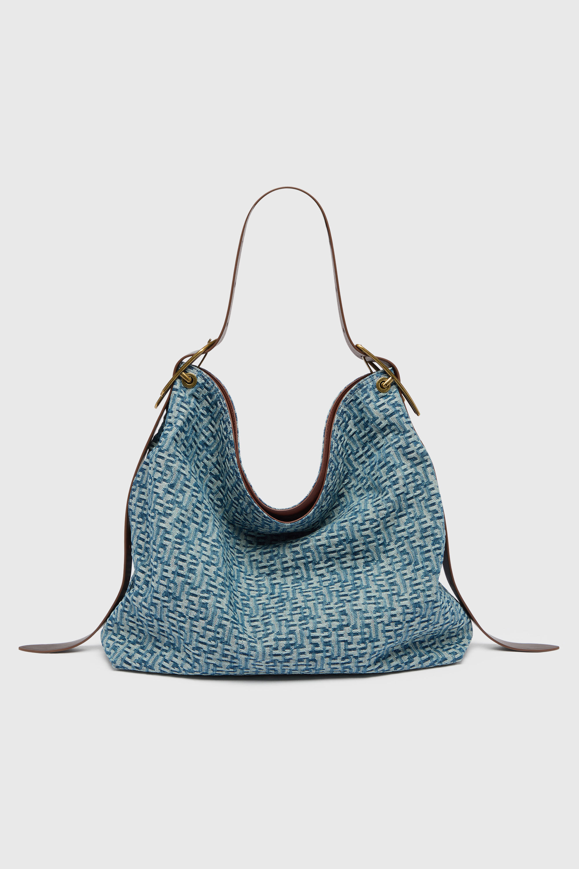 Diesel - D-LINE HOBO L, D-Line Borsa hobo in denim monogram Donna in Blu - 2