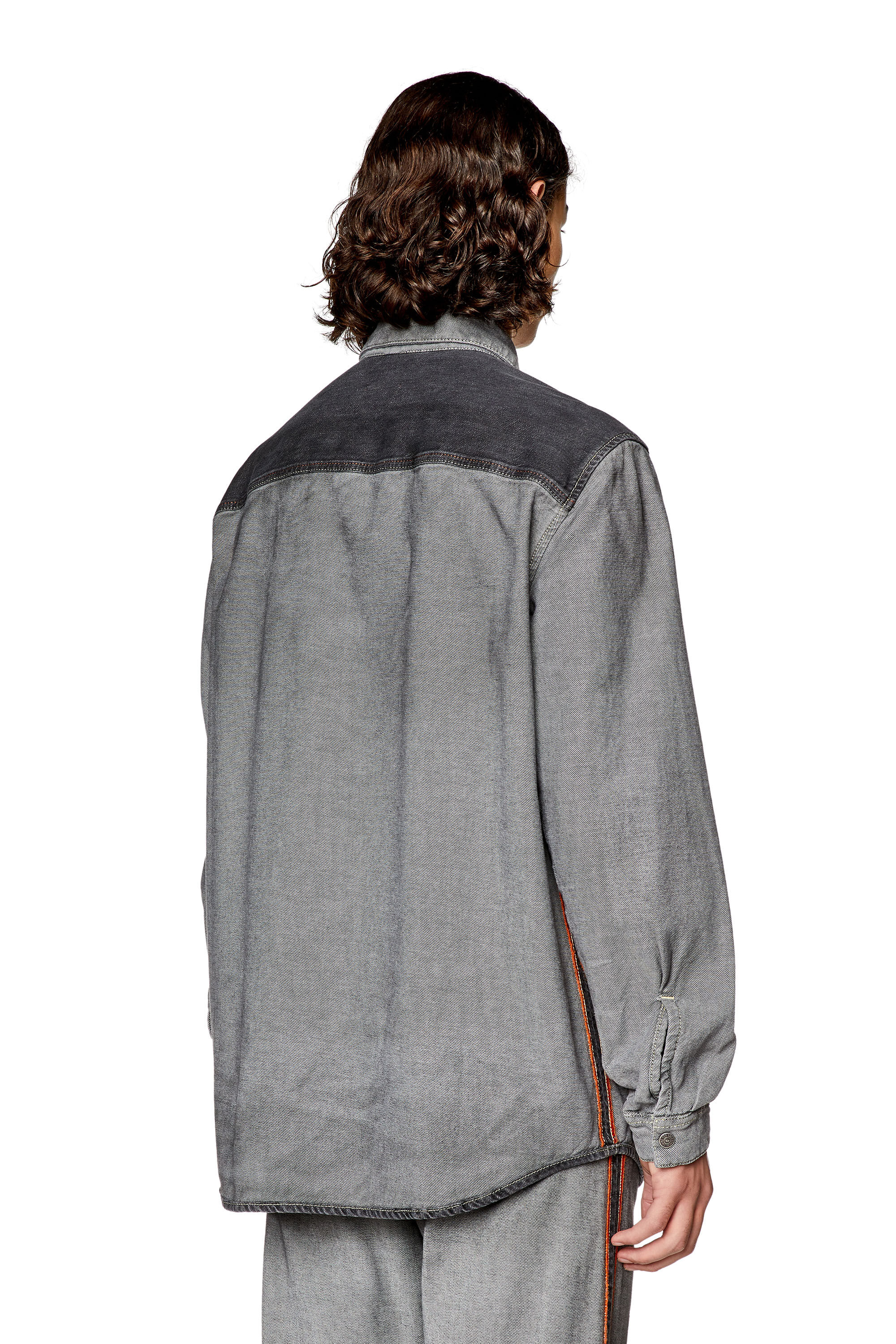 Diesel - D-SIMPLY-SP1-S, Camicia in denim bicolore Uomo in Grigio - 4