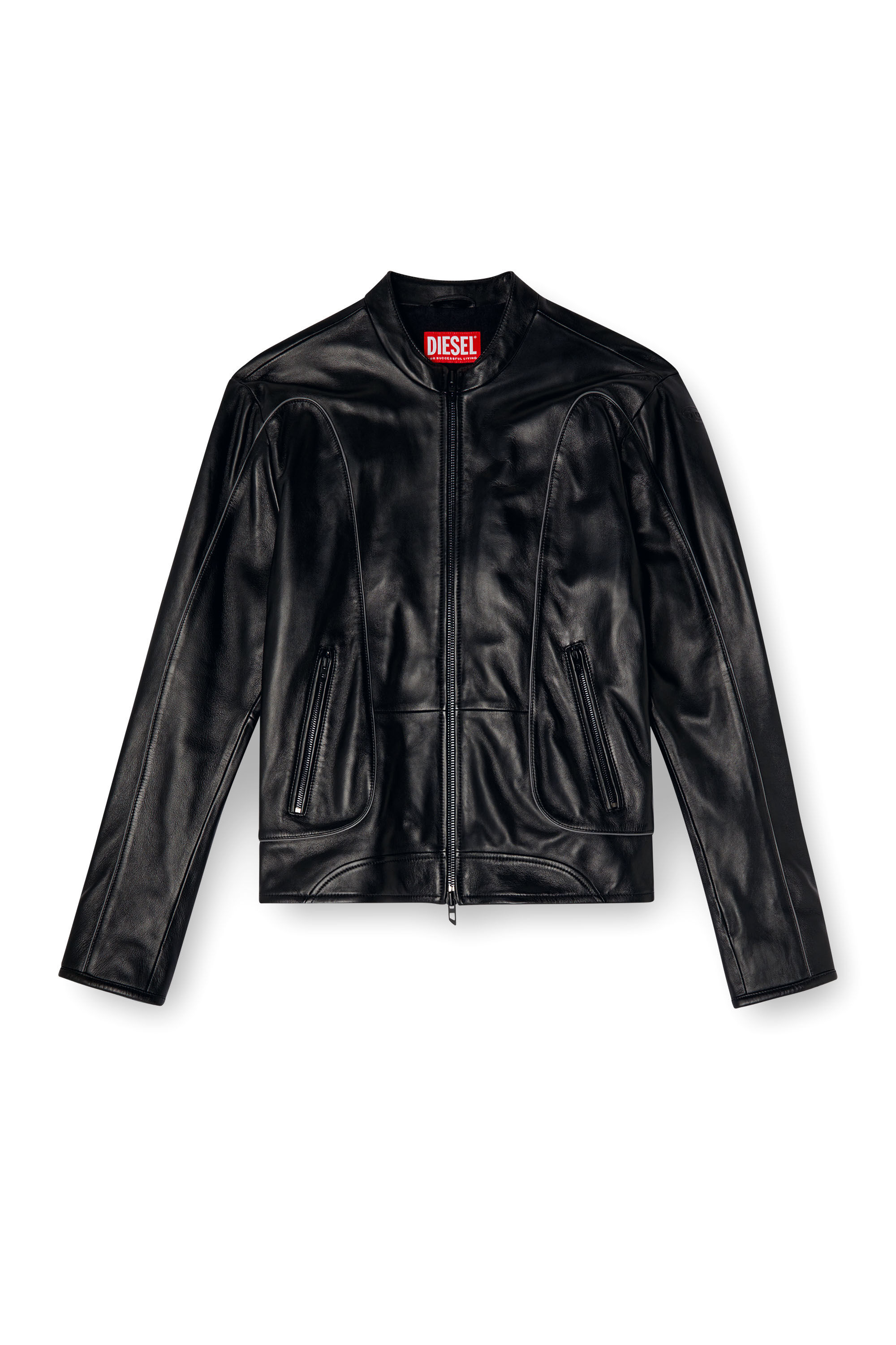Diesel - L-KRIXY, Giacca in pelle con piping Uomo in Nero - 2