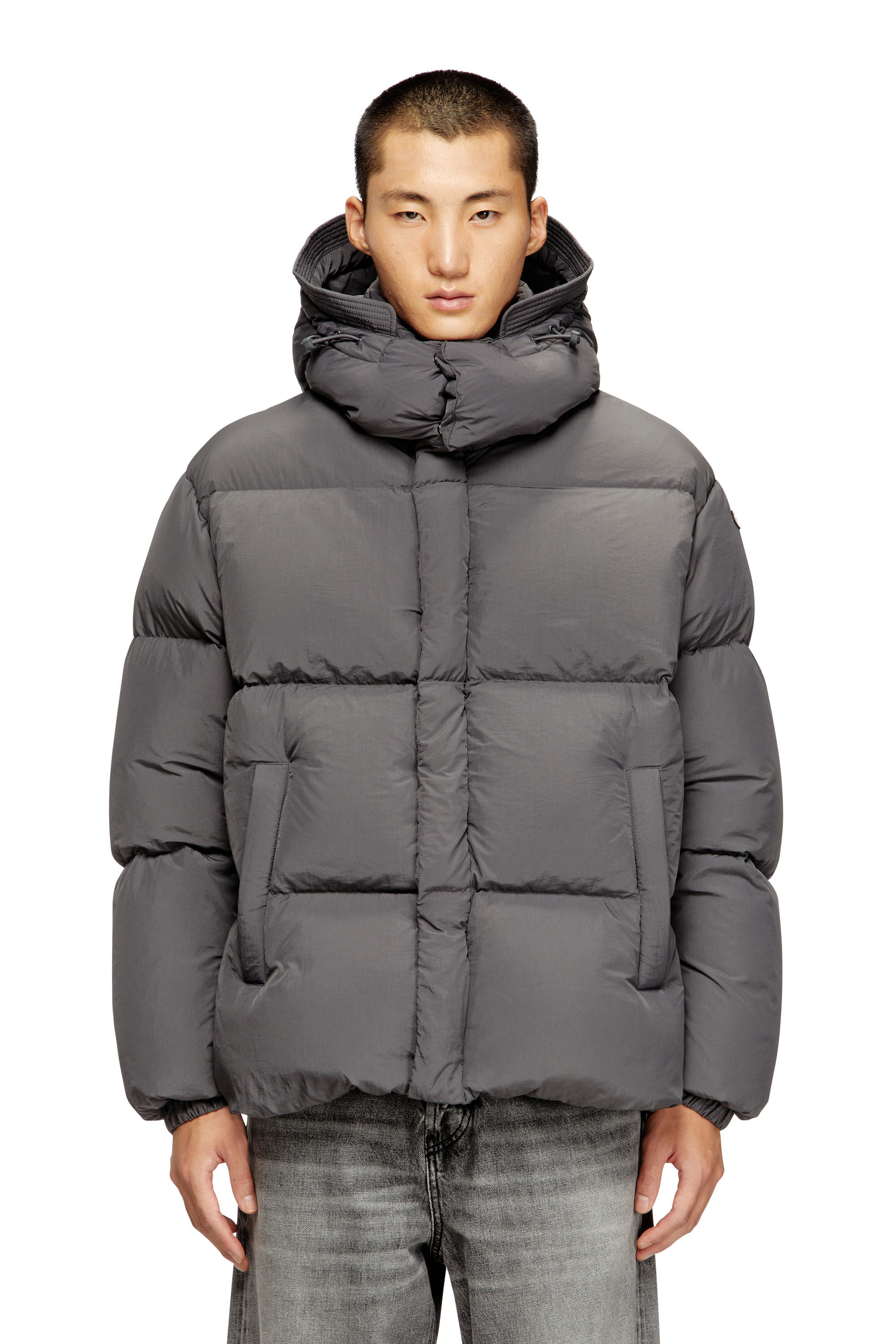 Diesel - W-ROLFYS, Piumino in nylon Taslan riciclato Uomo in Grigio - 3