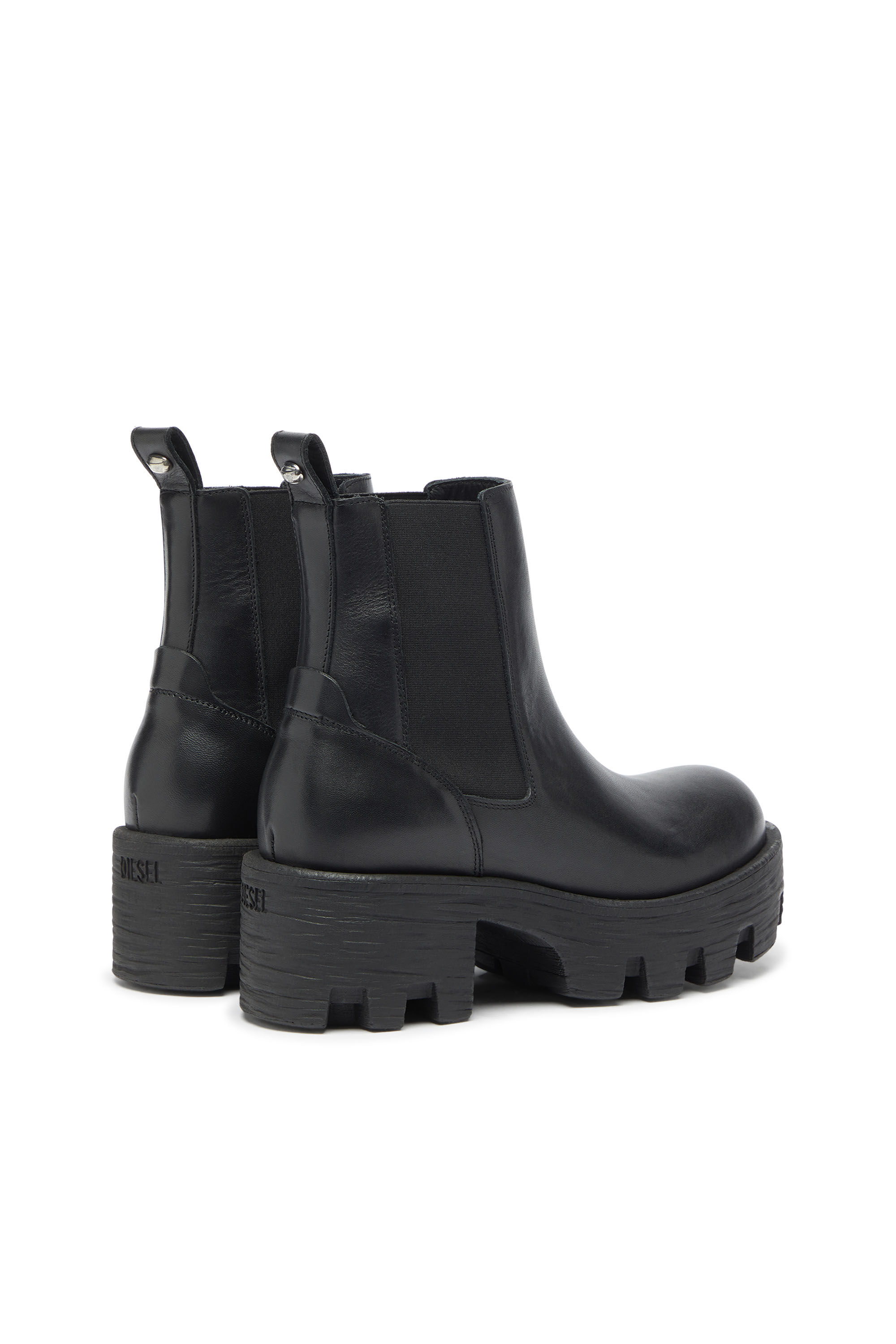 Diesel - D-HAMMER CHUNKY W, D-Hammer - Stivali in pelle con suola carrarmato Donna in Nero - 3