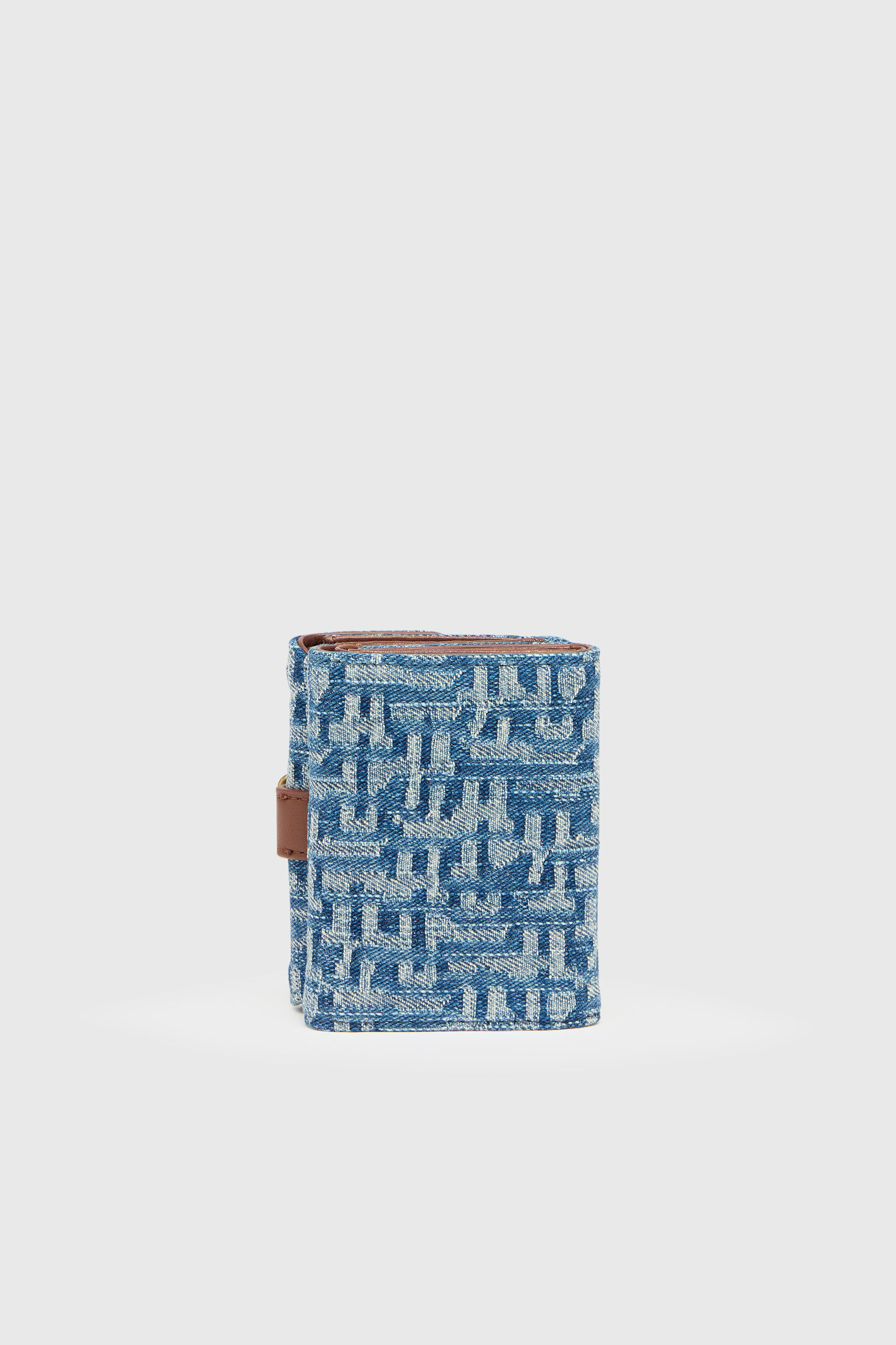 Diesel - D-LINE TRI FOLD COIN XS II, Portafoglio tri-fold in denim monogram con dettaglio cintura Donna in Blu - 2