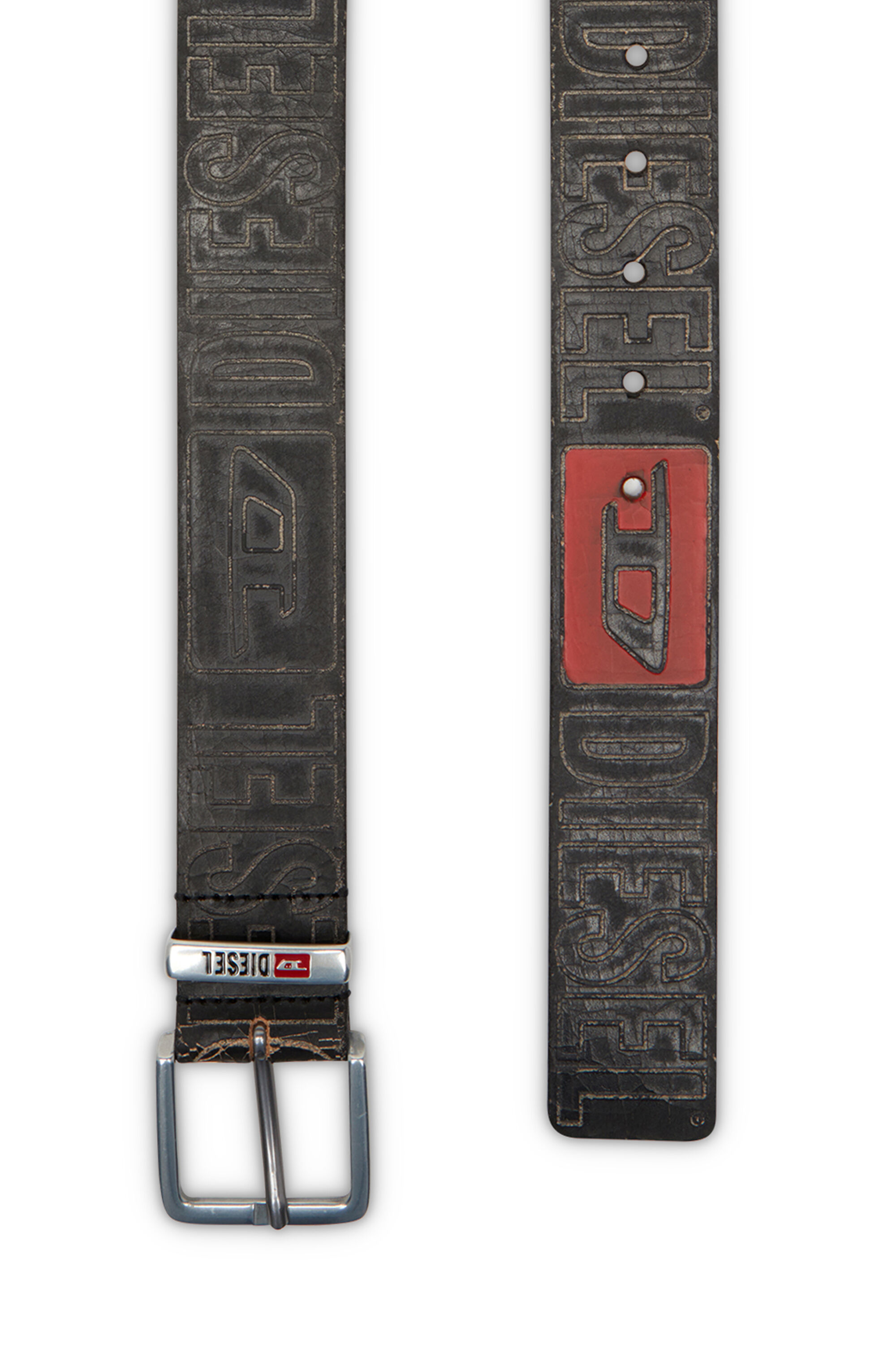 Diesel - B-BISCOTTO OUTLINE, Cintura 4 cm in pelle con logo Uomo in Nero - 2