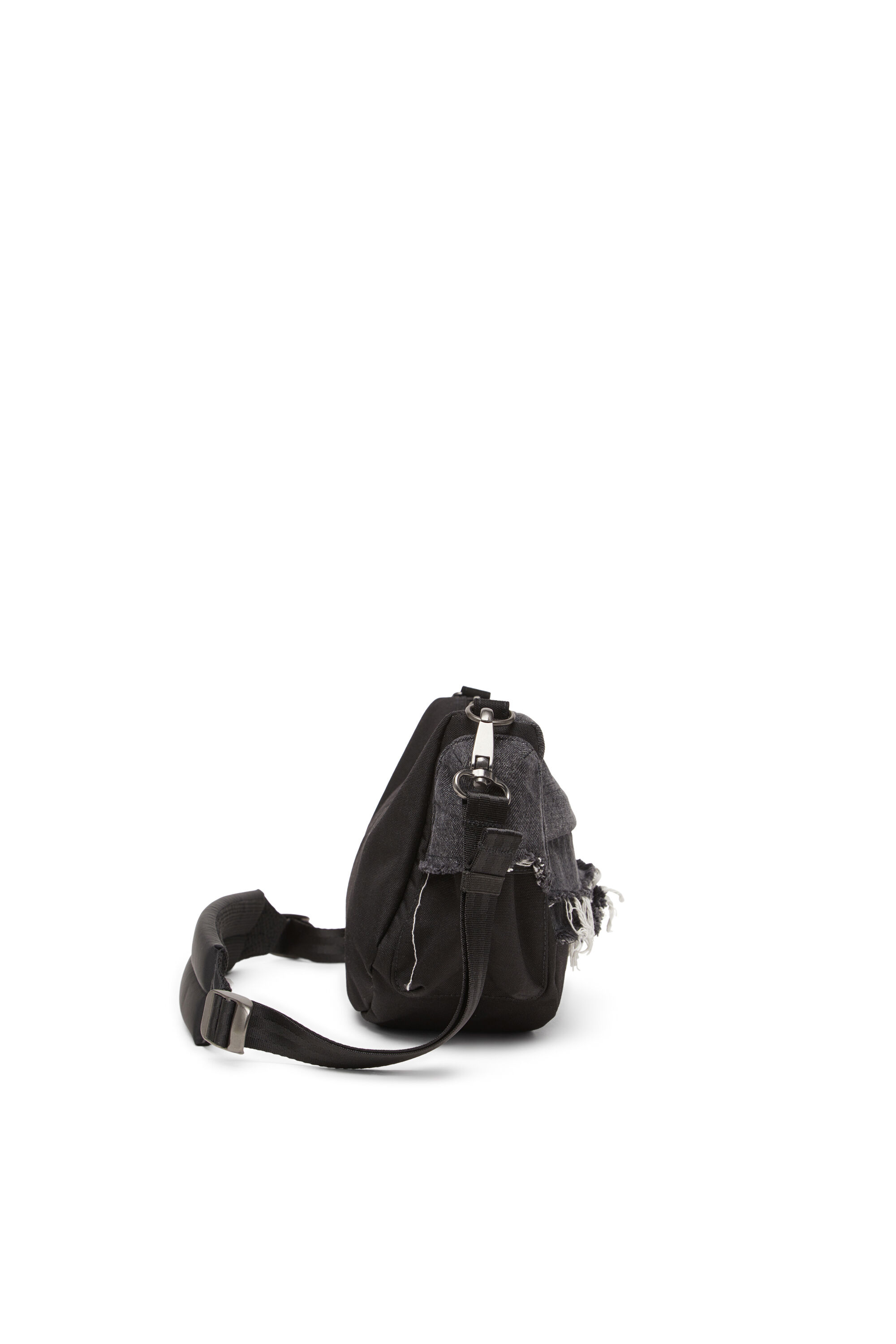 Diesel - DIESEL SHOULDER BAG, Borsa da spalla in denim distressed e CORDURA® Unisex in Nero - 3