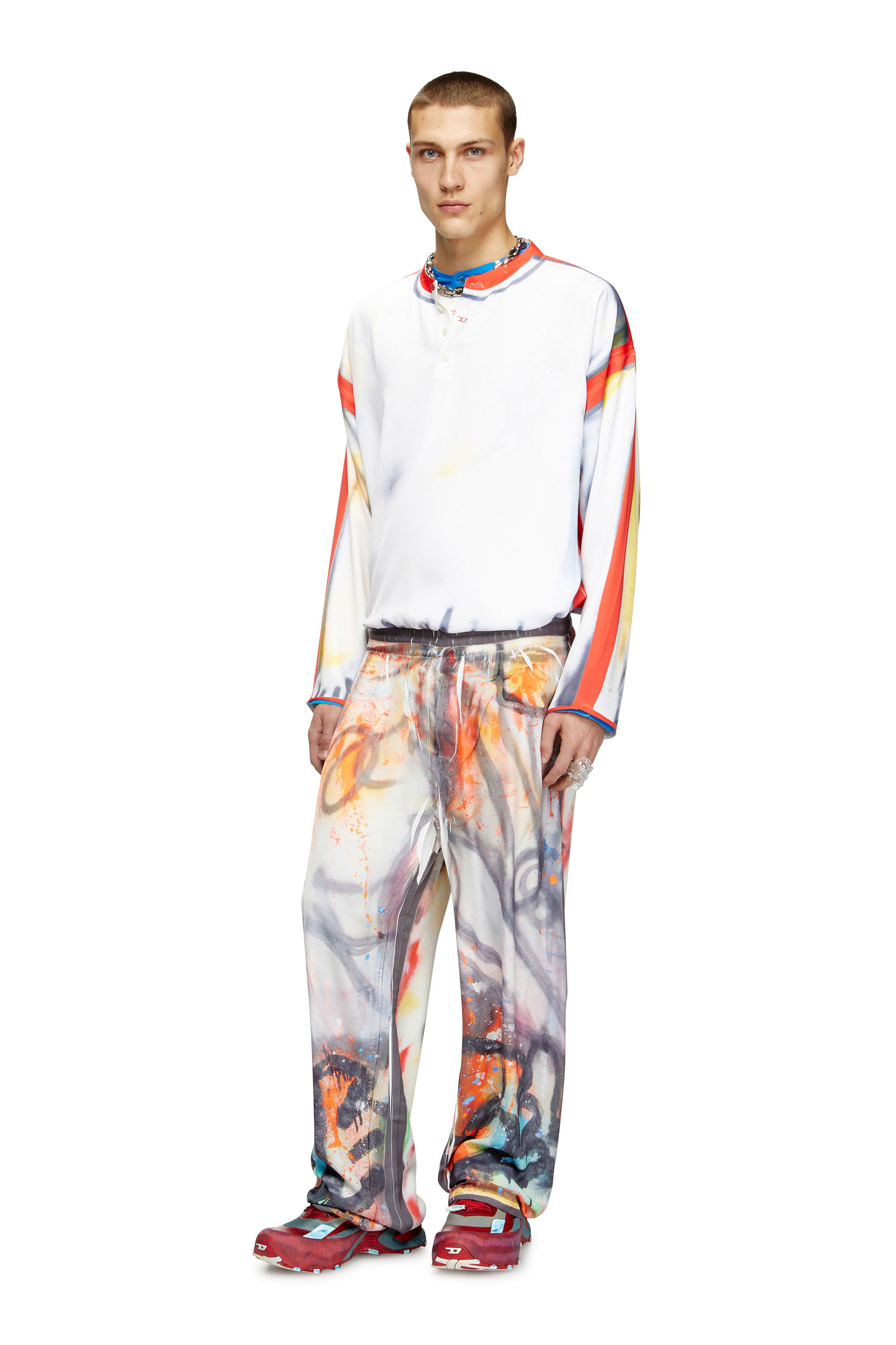 Diesel - P-AFTER-GRAFFITI-USA, Pantalone relaxed con stampa graffiti Unisex in Grigio - 1