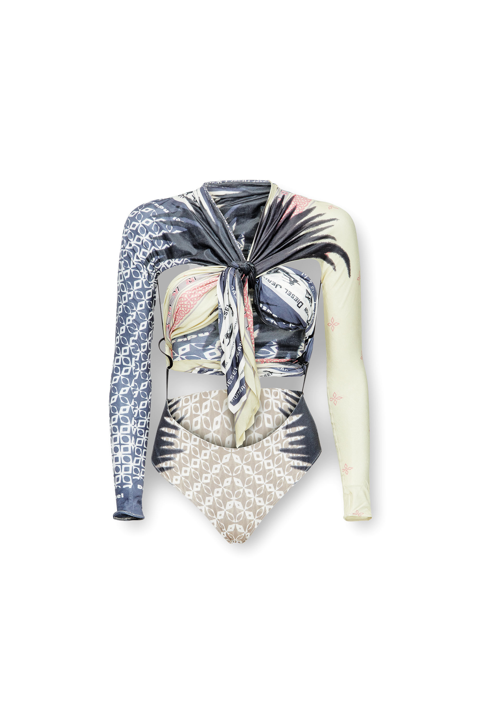 Diesel - T-EXO, Top con drappeggi bandana sul davanti Donna in Multicolor - 2