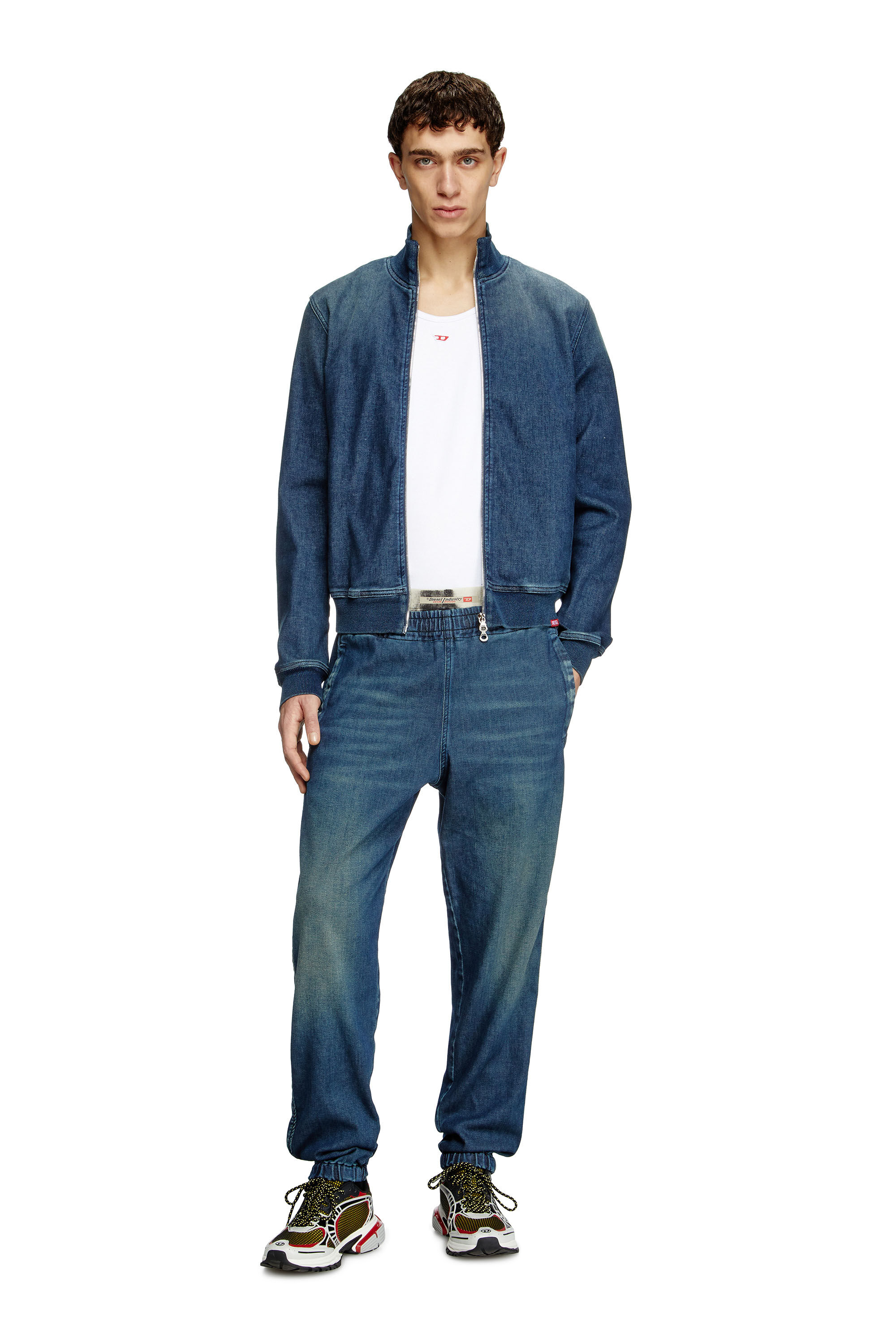 Diesel - Slim D-Labb Track denim 09L75 Unisex, Blu medio - Image 1