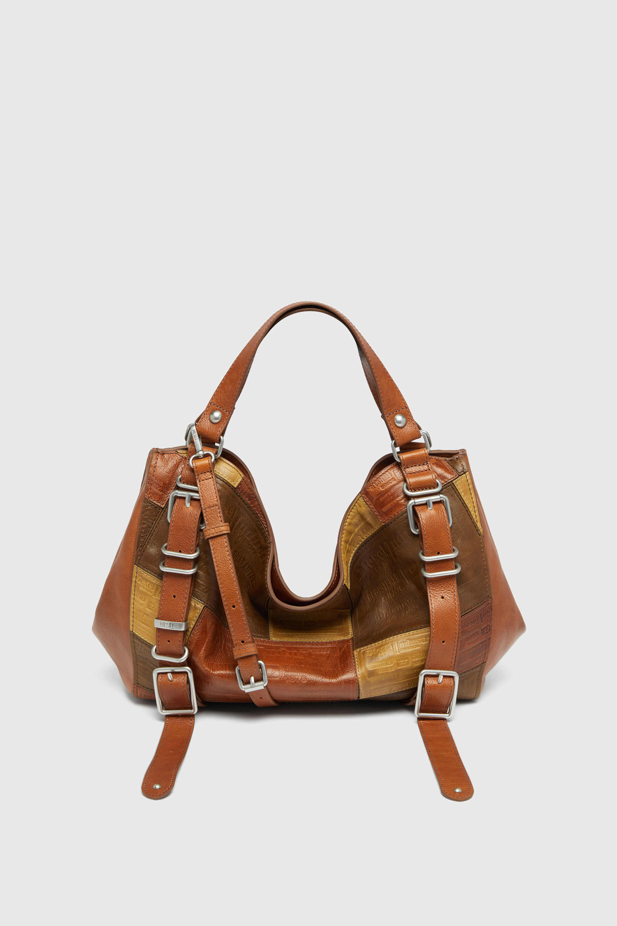 Diesel - D-ONE TOPHANDLE M, D-One-Borsa media a mano in pelle patchwork Unisex in Marrone - 2