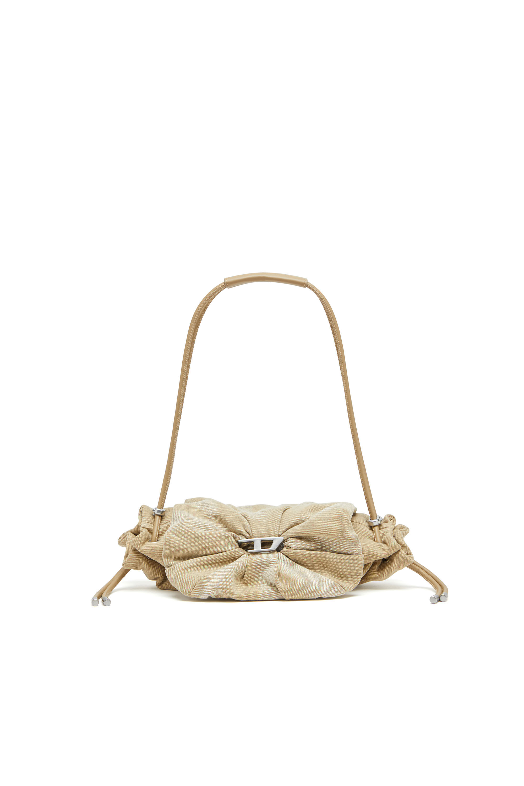 Diesel - SCRUNCH-D SHOULDER S, Scrunch-D S-Borsa a spalla piccola in tela wash Donna in Beige - 1